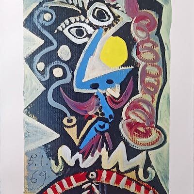 Pablo Picasso: "Tête d'homme moustachu" 613/2000