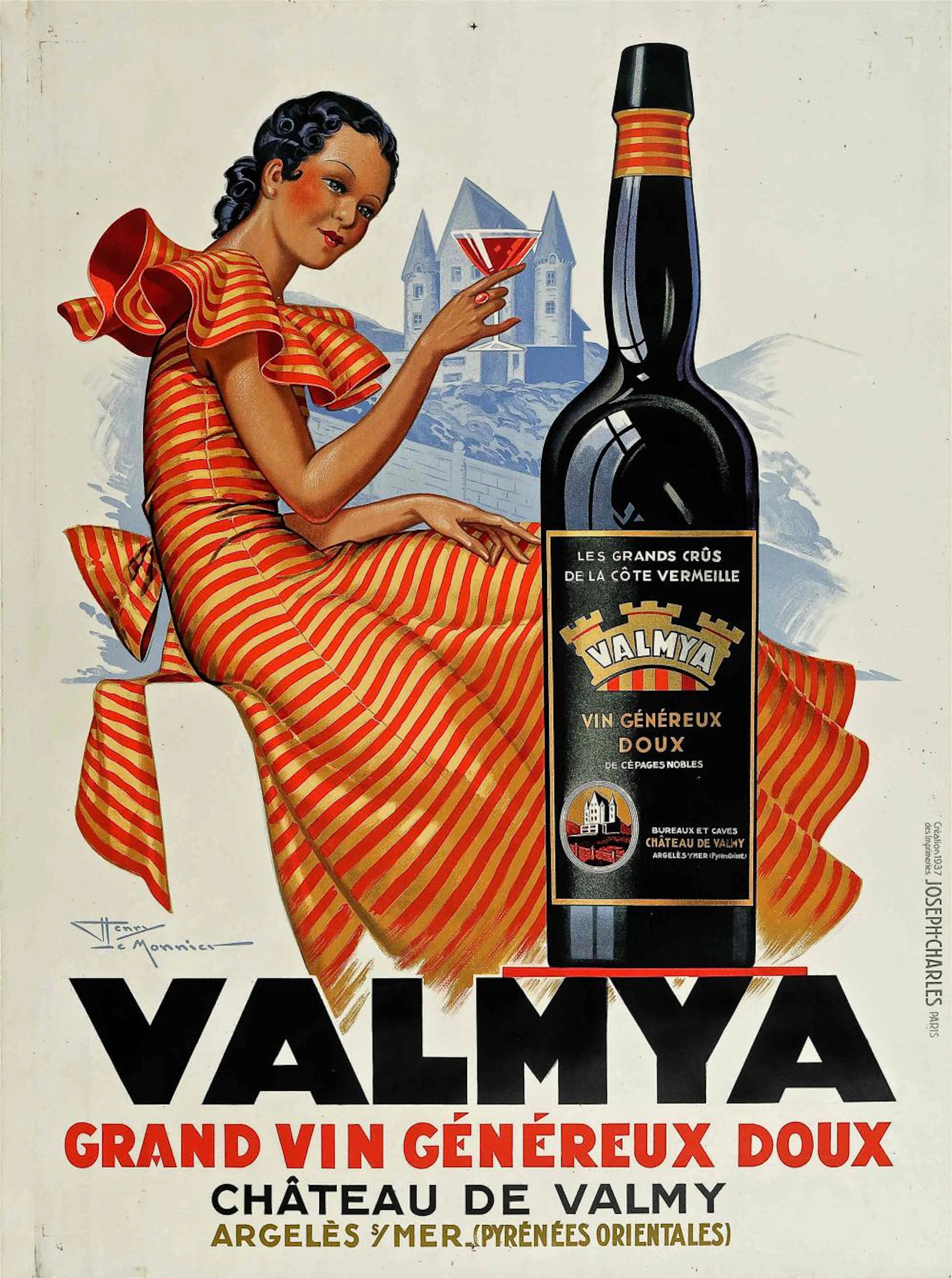 POSTER VALMYA. GRAND VIN GENEREUX DOUX. LE MONNIER, H.