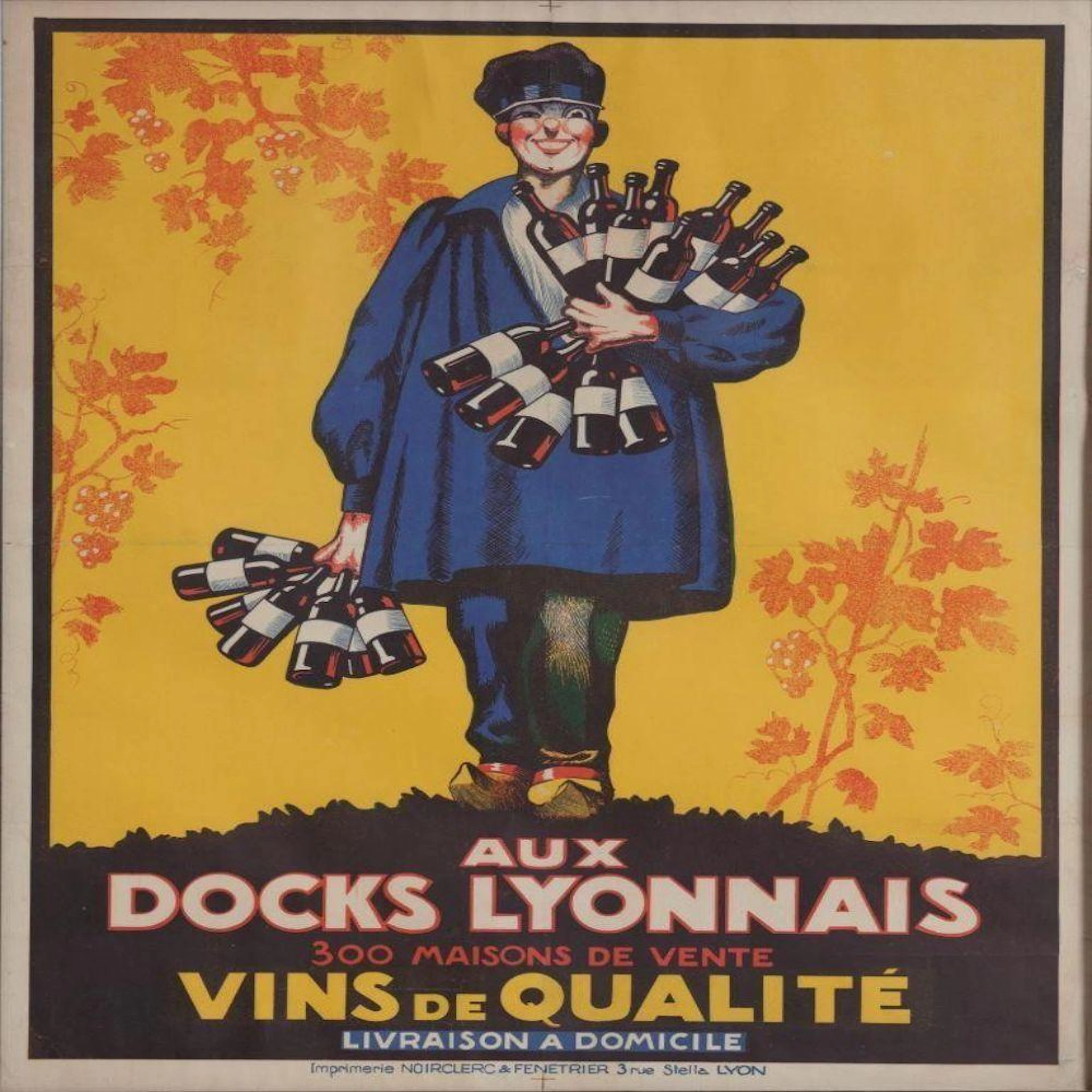 POSTER AUX DOCKS LYONNAIS. VINS DE QUALITE. Anonym.