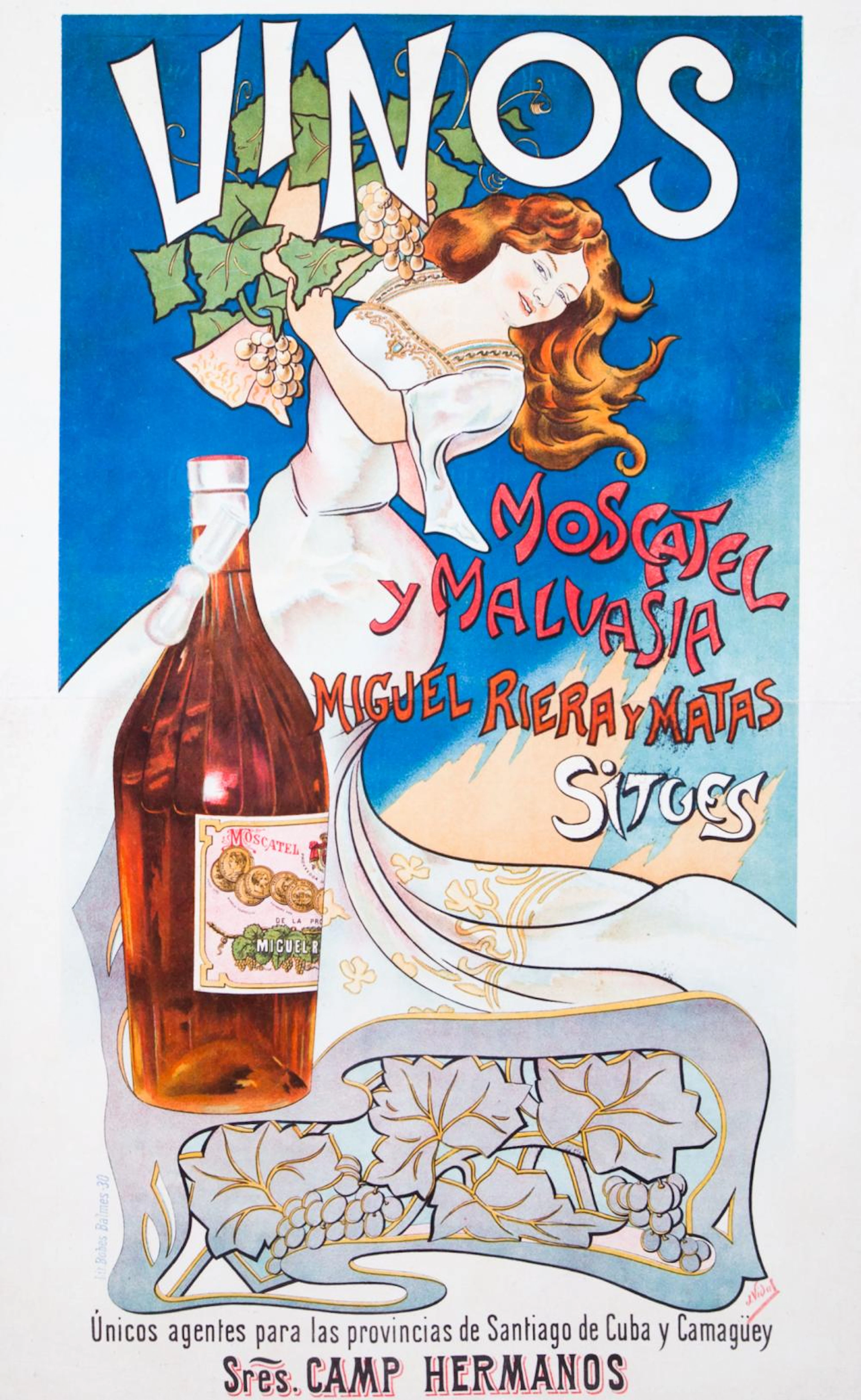 POSTER VINOS MOSCATEL Y MALVASIA. SITGES. VIDAL, J.