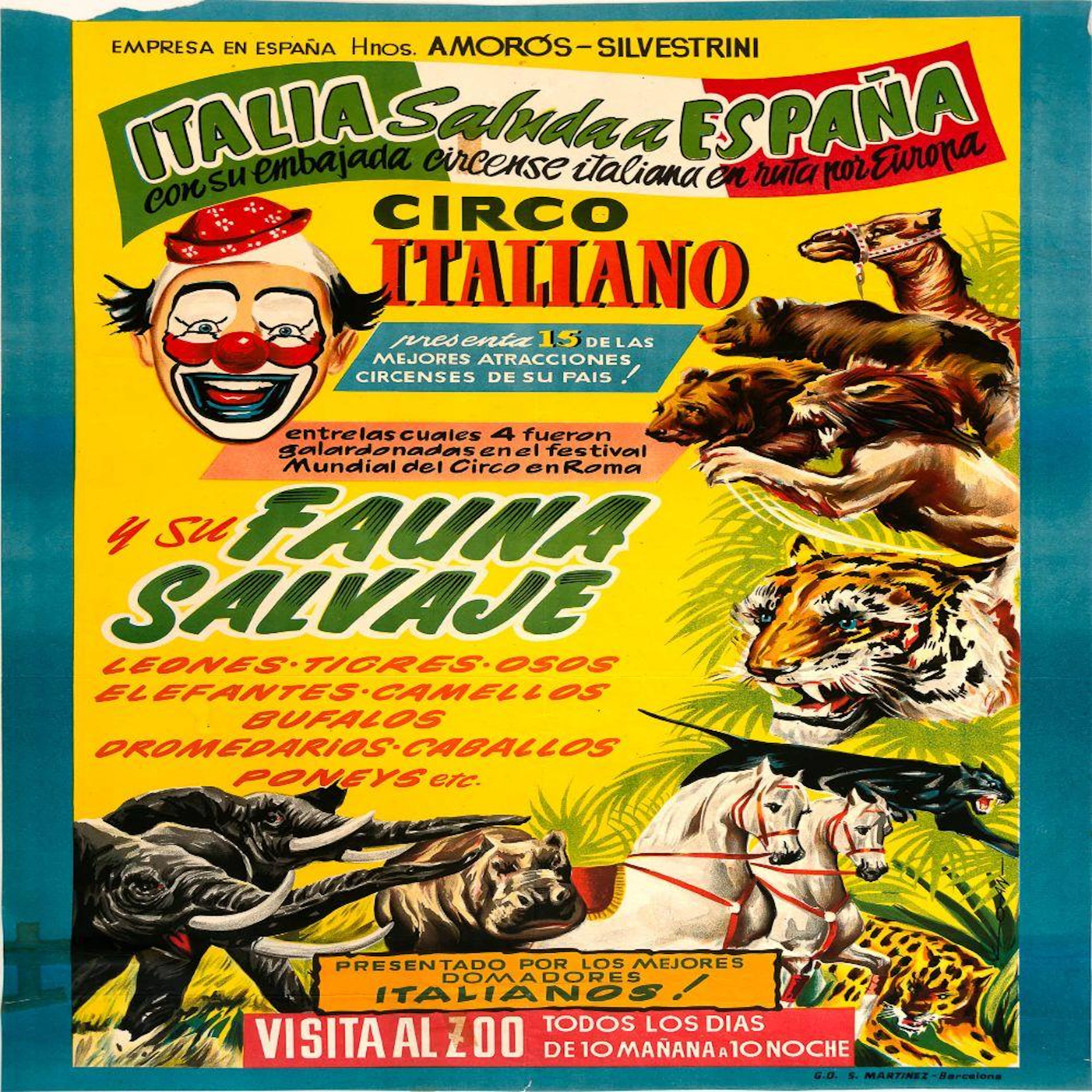 Poster CIRCO ITALIANO, FAUNA SALVAJE. ITALIA SALUDA A SPAIN