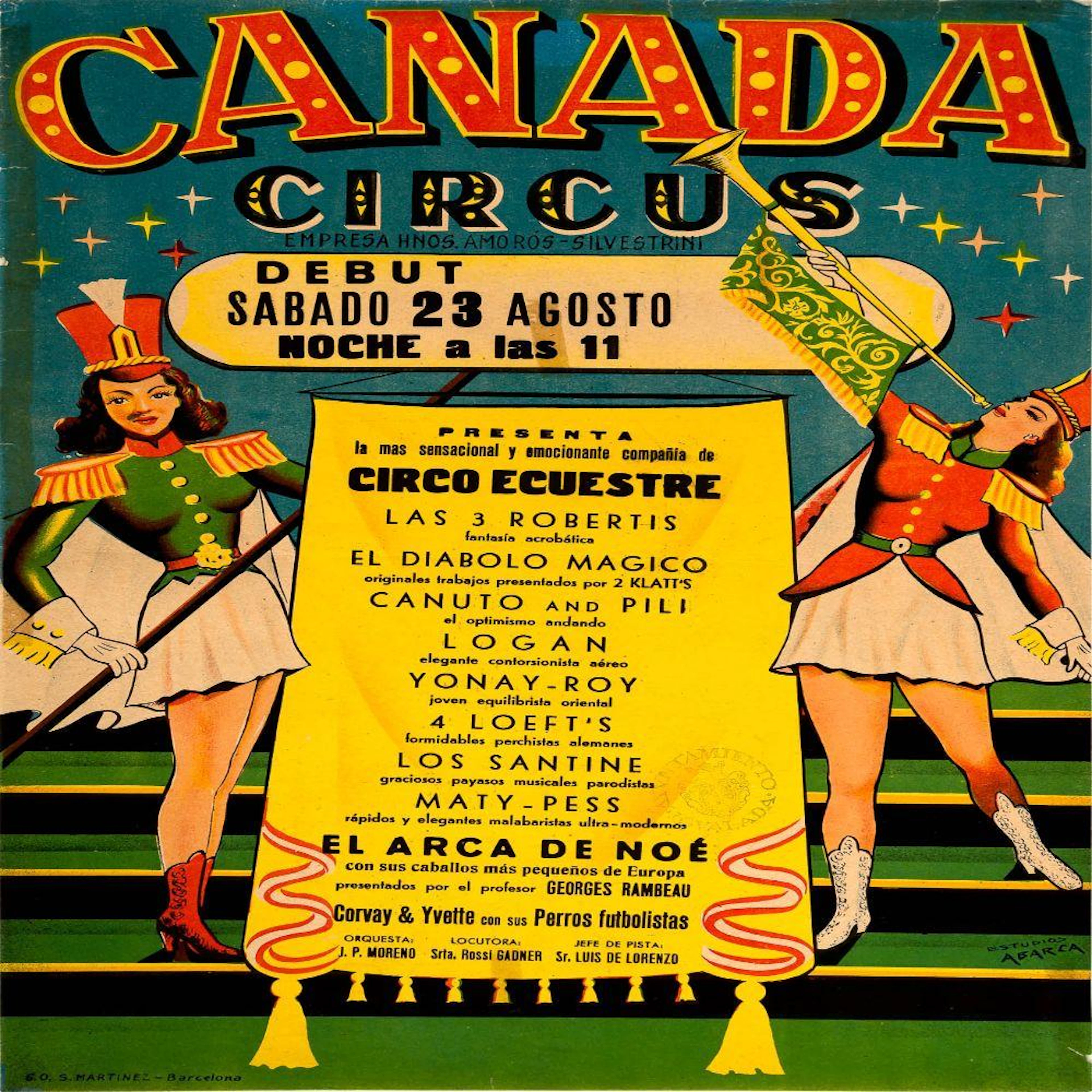 Poster CANADA CIRCUS. CIRCO EQUESTRE. EL ARCA DE NOE. ESTUDIOS ABARCA