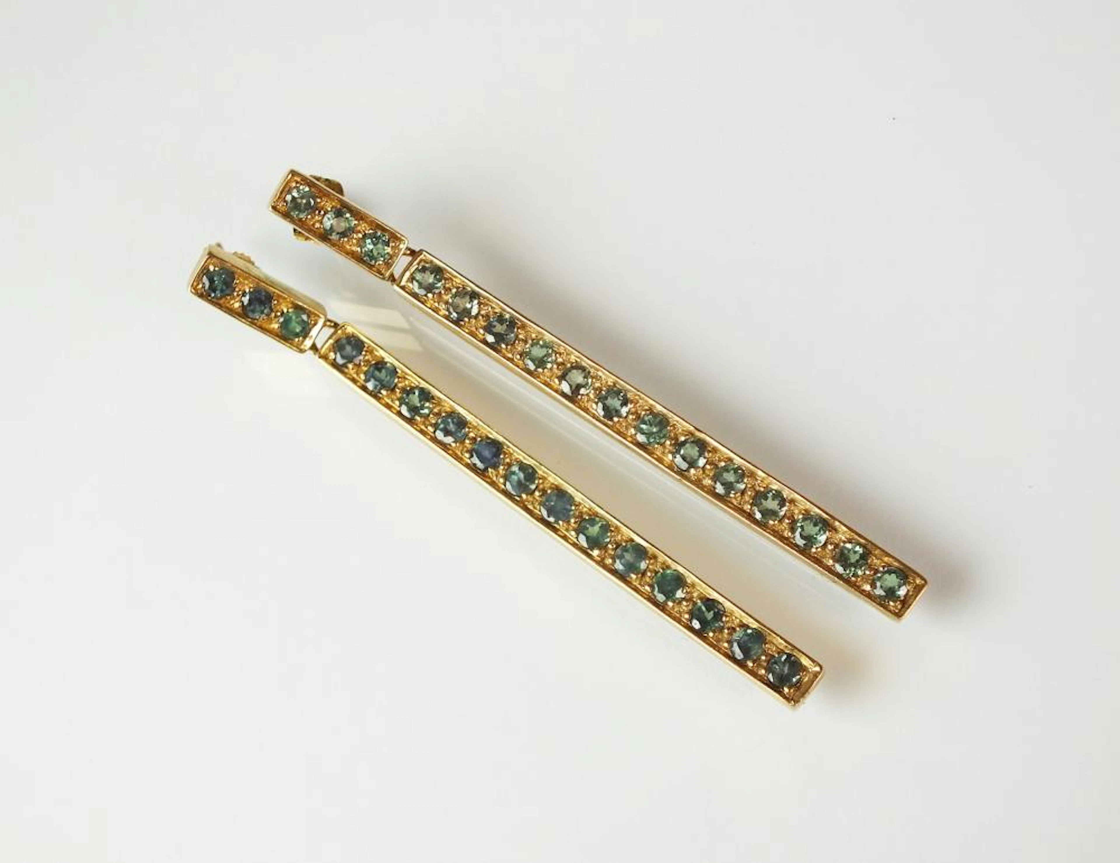 A pair of 9ct gold Alexandrite ear pendants