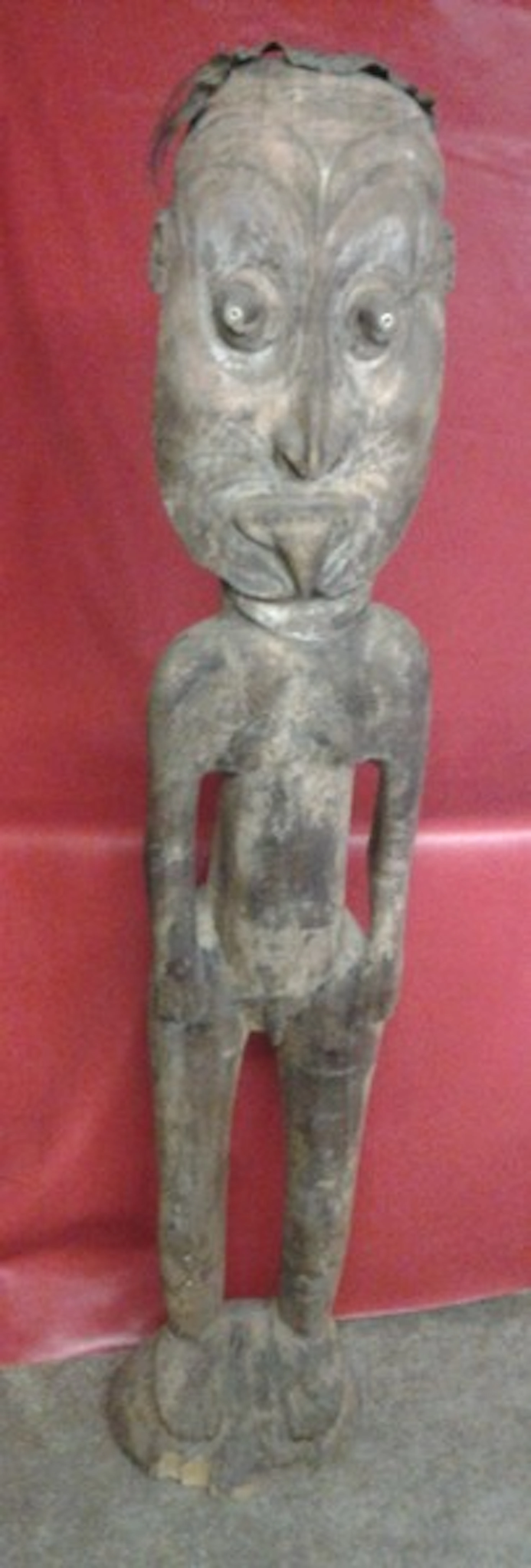 Ancient Oceanic Tribal Adult Size Statue Papua New Guinea Sepik River Region 66"