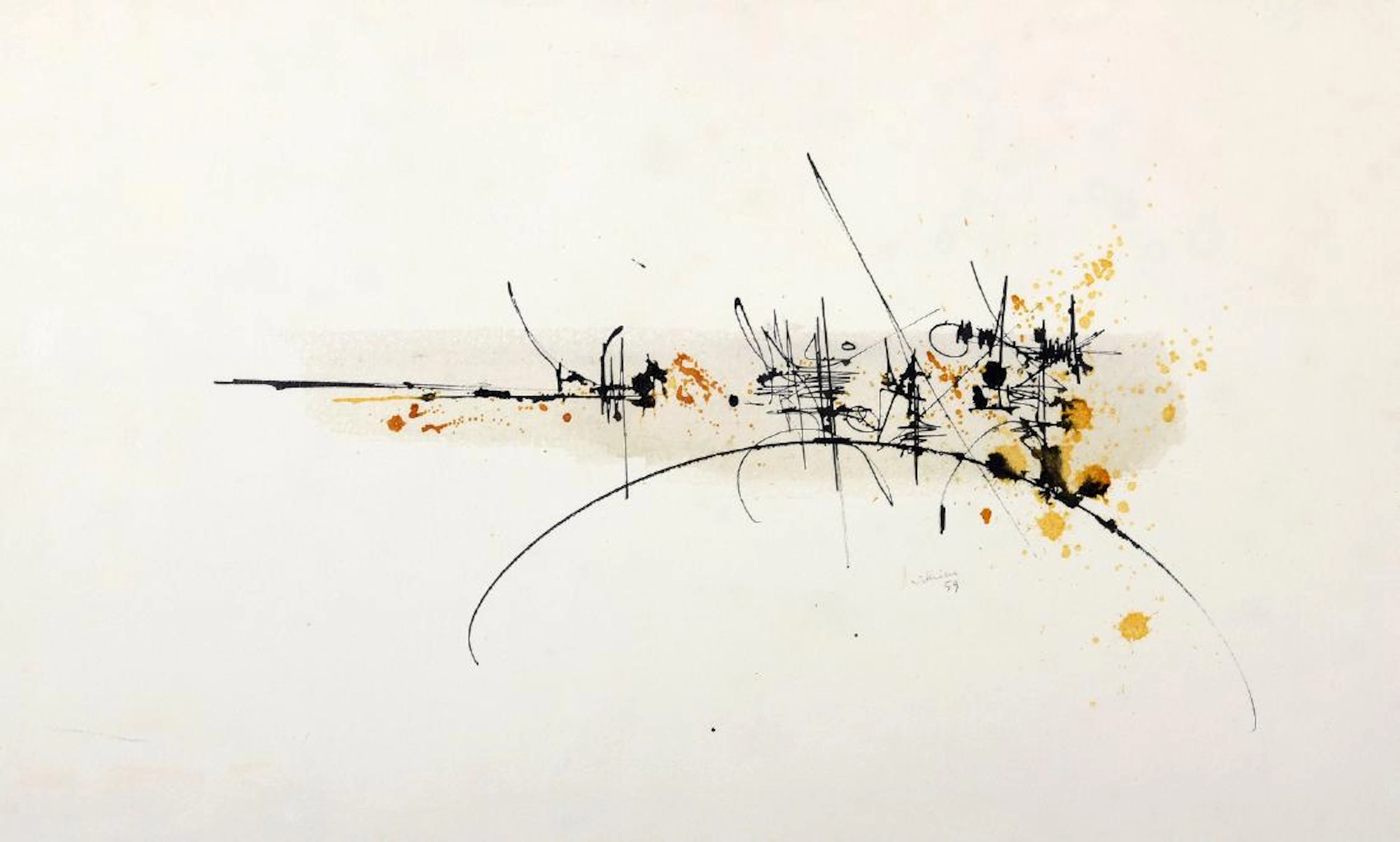Georges Mathieu (1921-2012) COMPOSITION Encre de