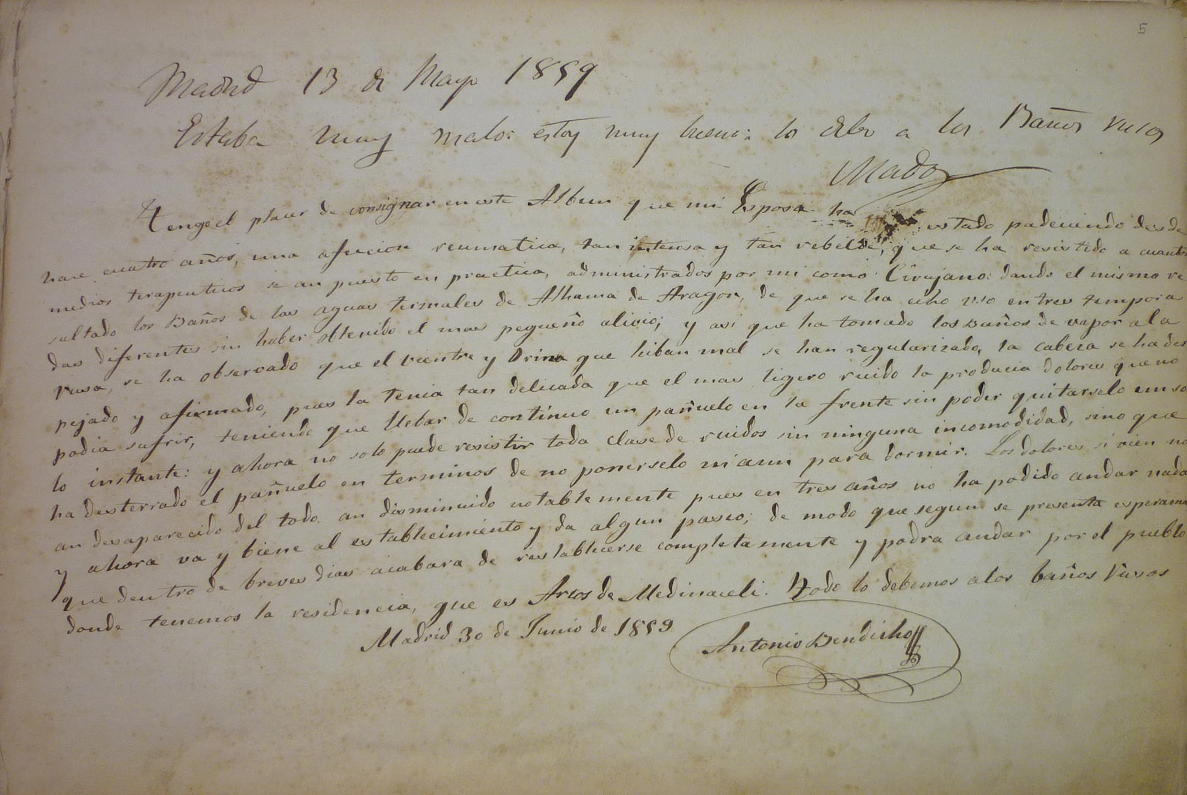 Manuscrito. Militares s. XIX. Baños de vapor