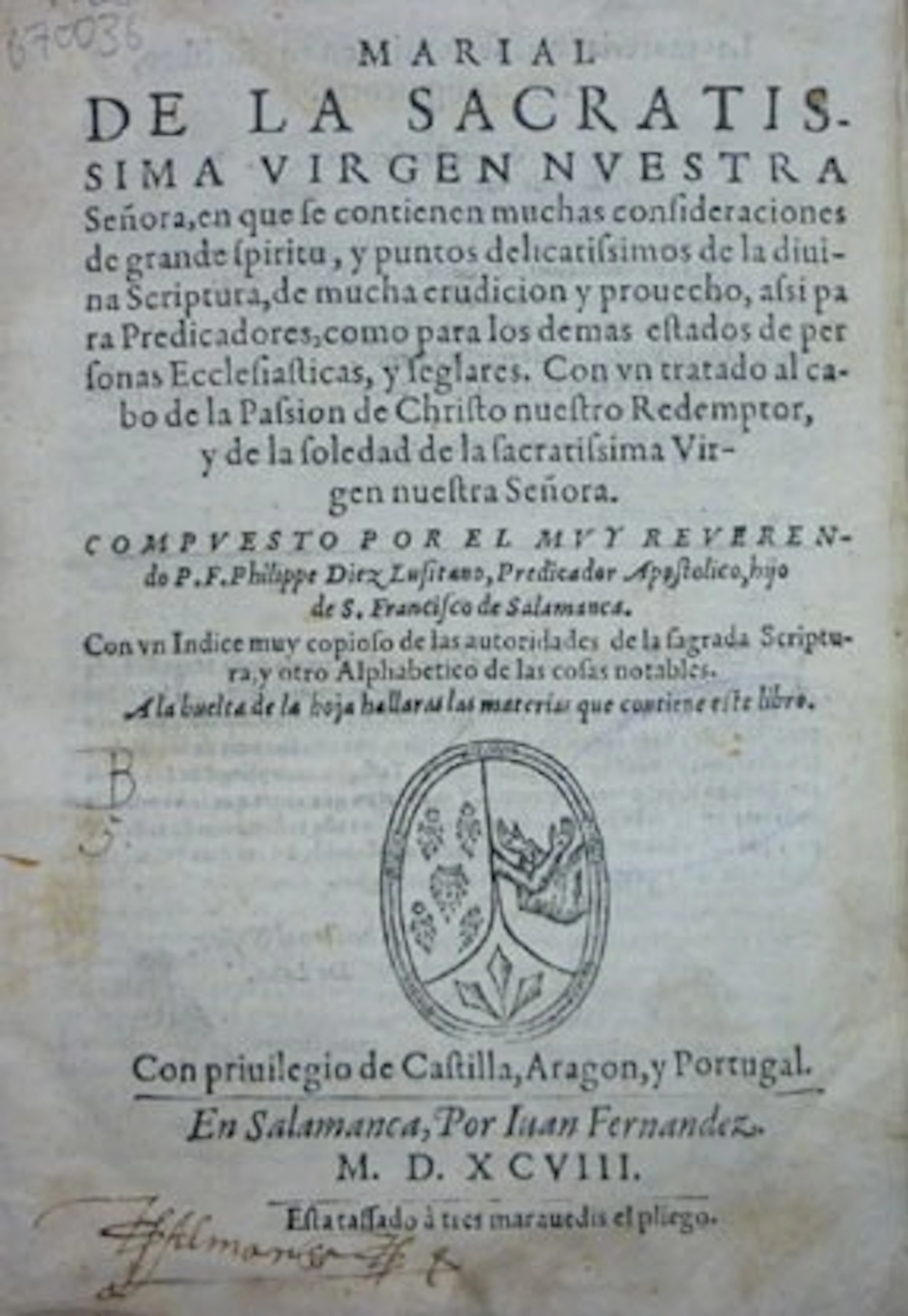 Marial de la sacratissima Virgen