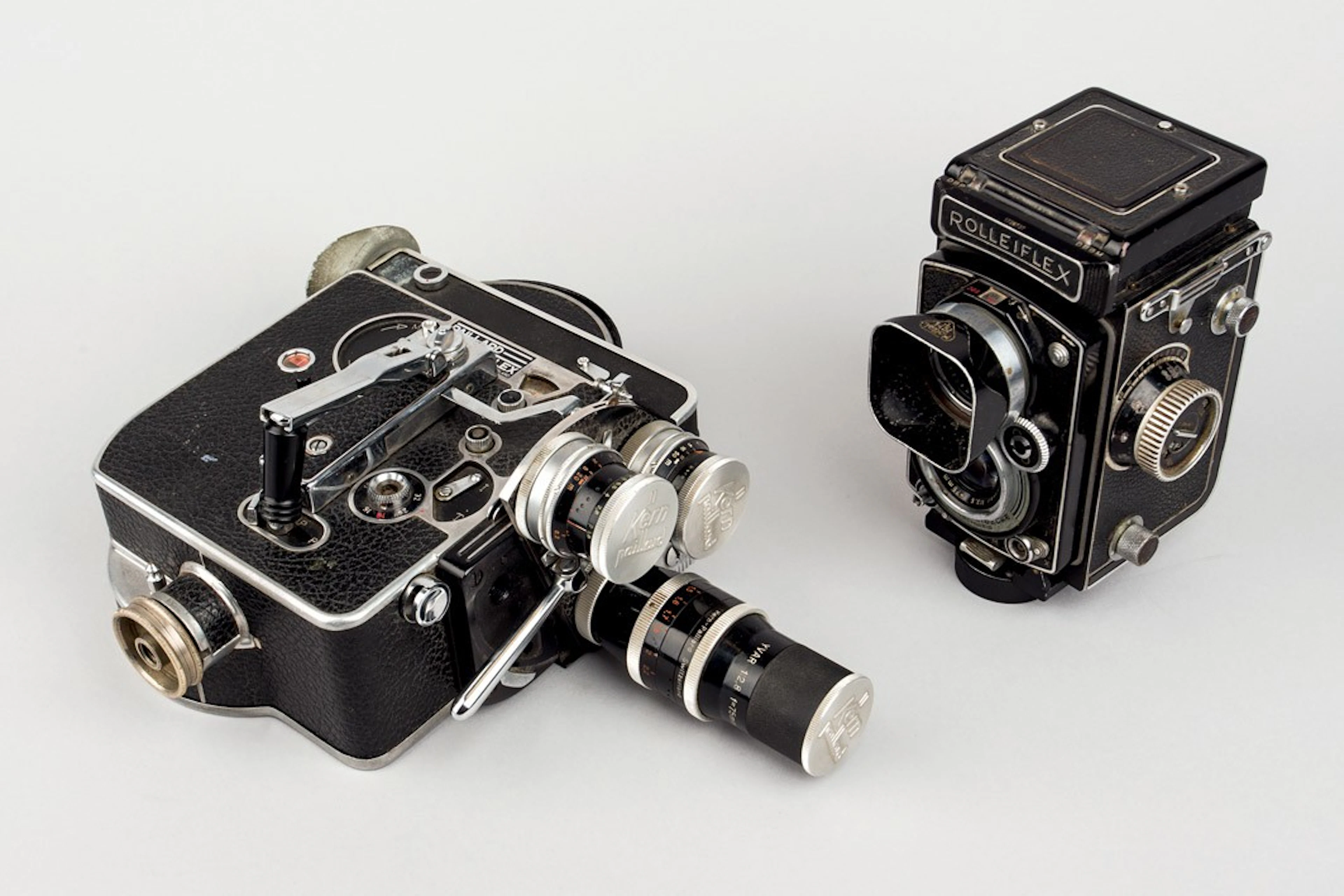 Cámara Rolleiflex y tomavistas Paillard Bolex