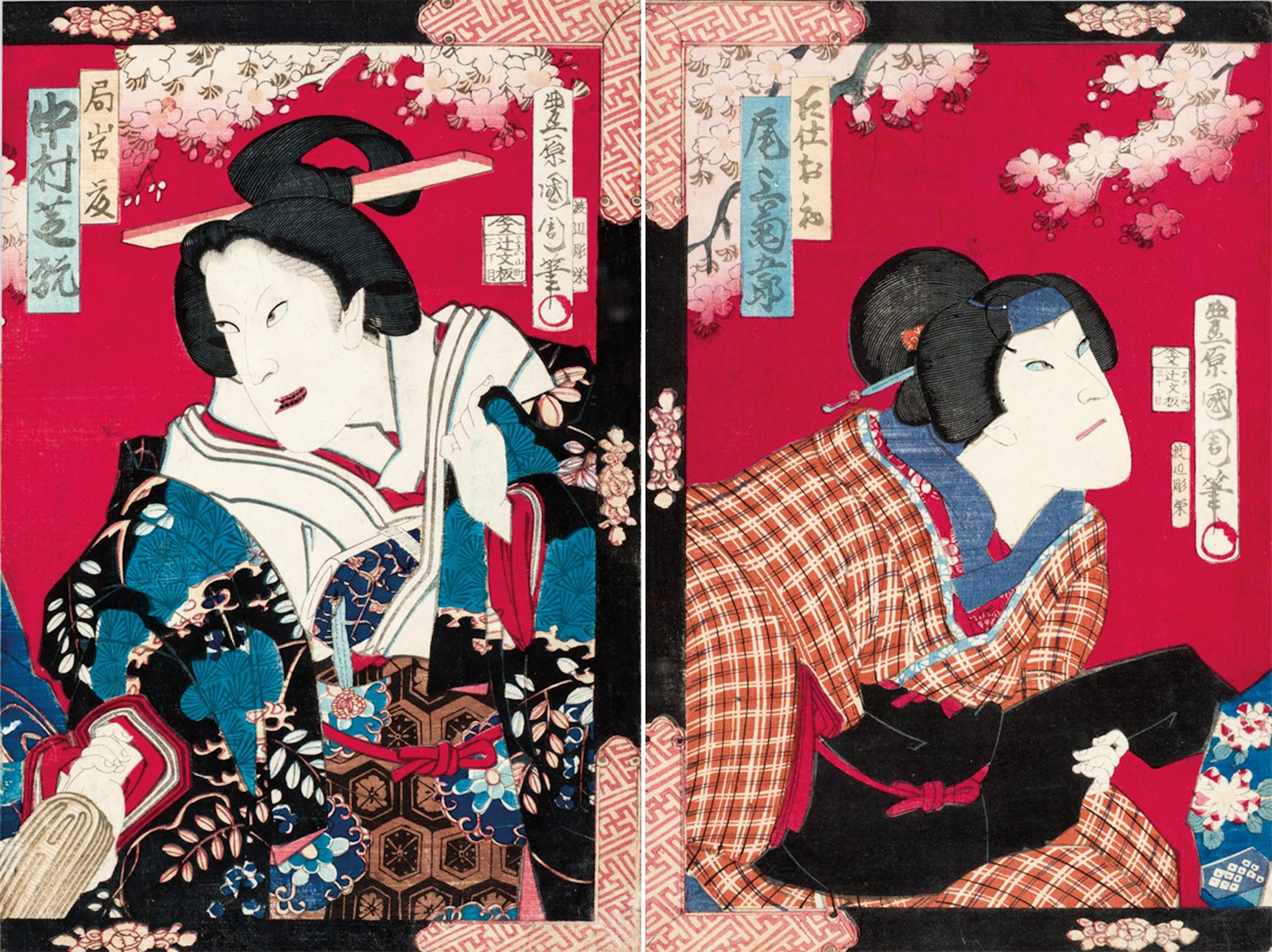 Escuela japonesa antigua. Pareja de estampas