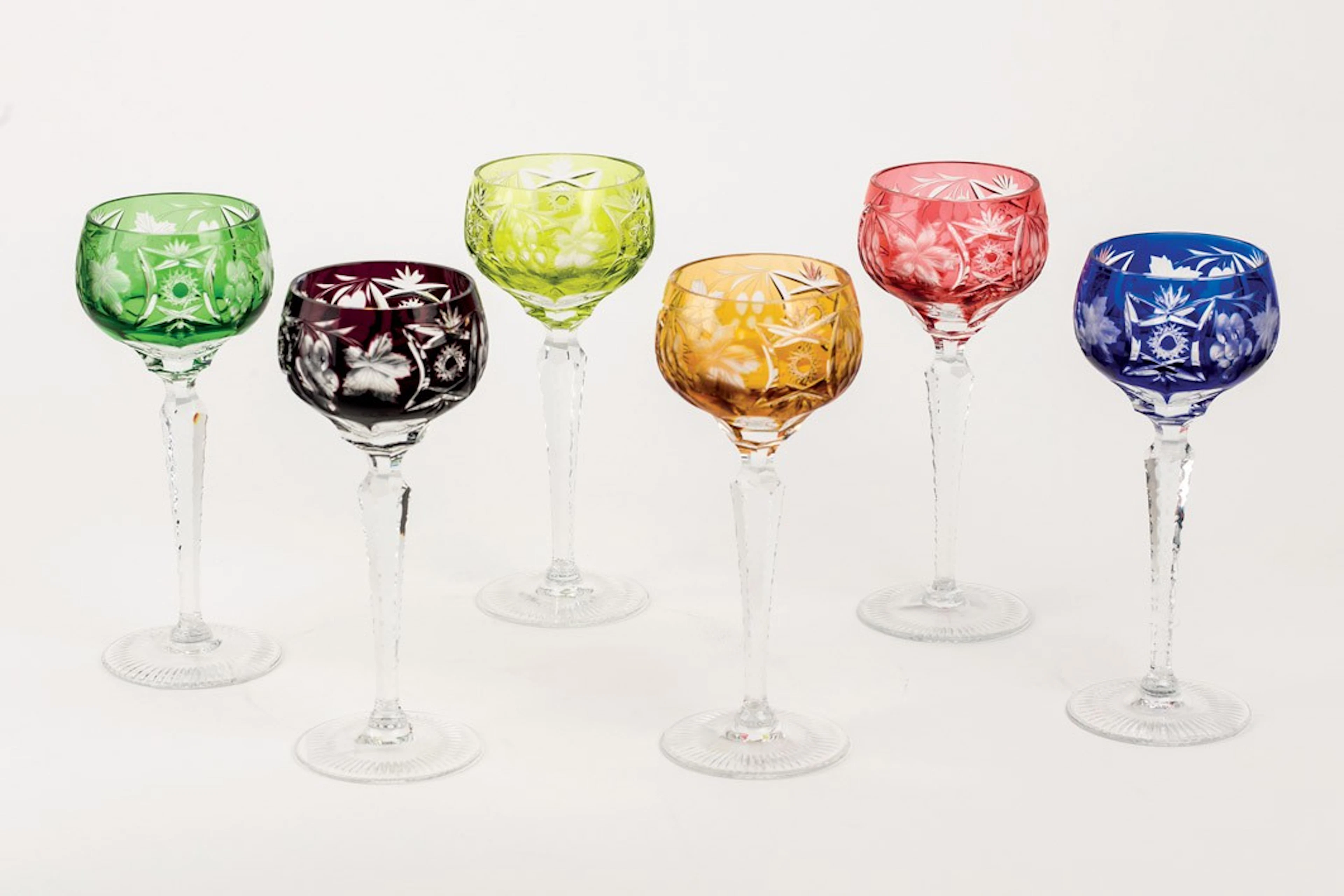 Seis copas de cristal de Bohemia