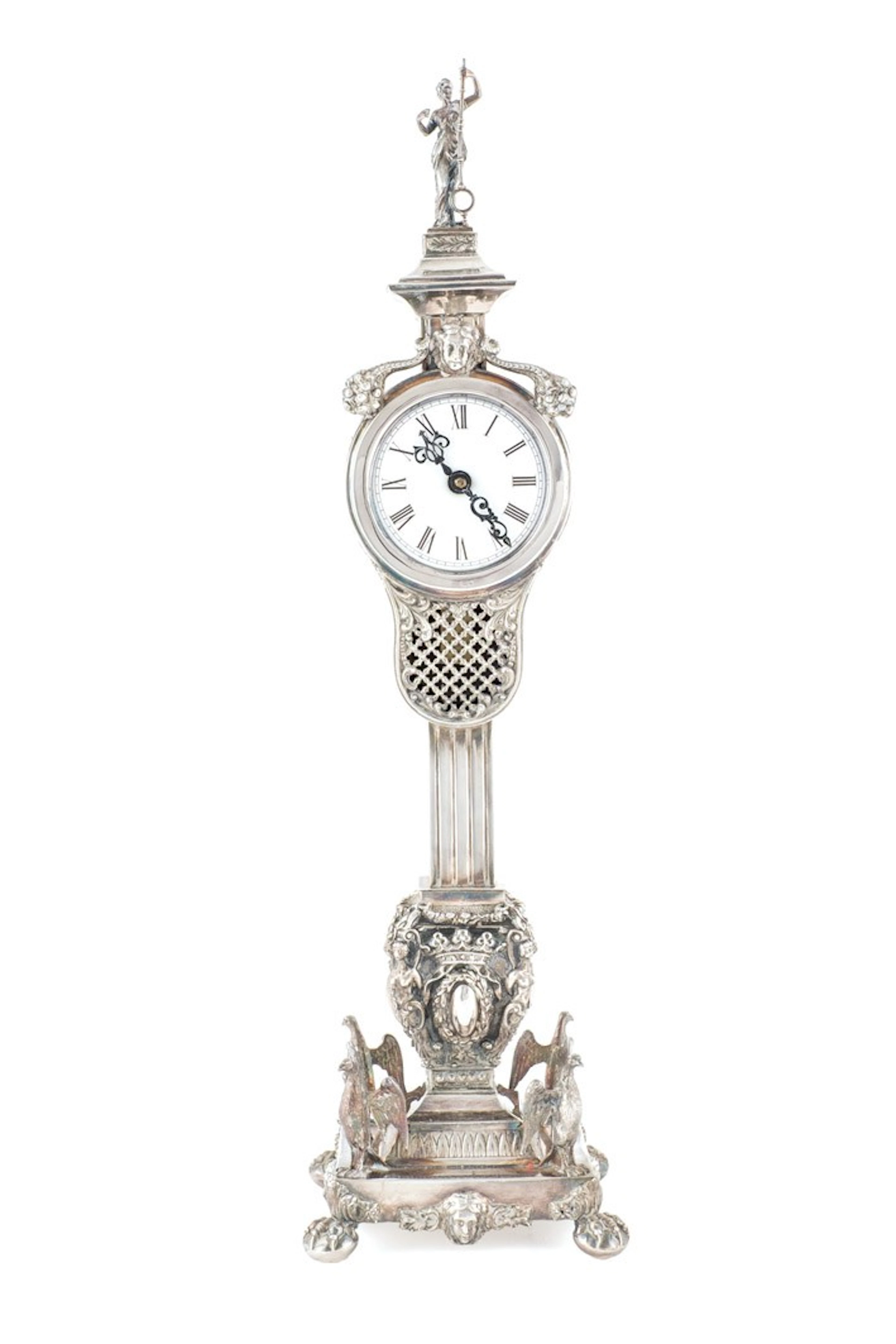 Reloj de sobremesa de plata española