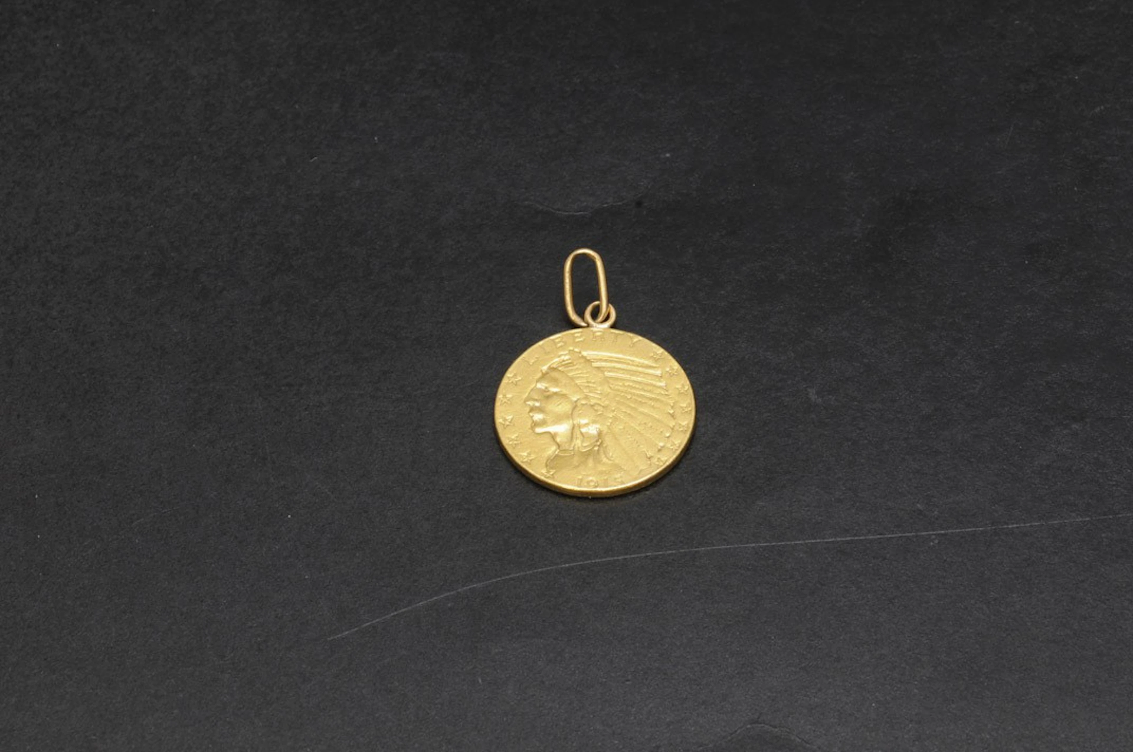 Colgante de oro con moneda de 5 dólares USA
