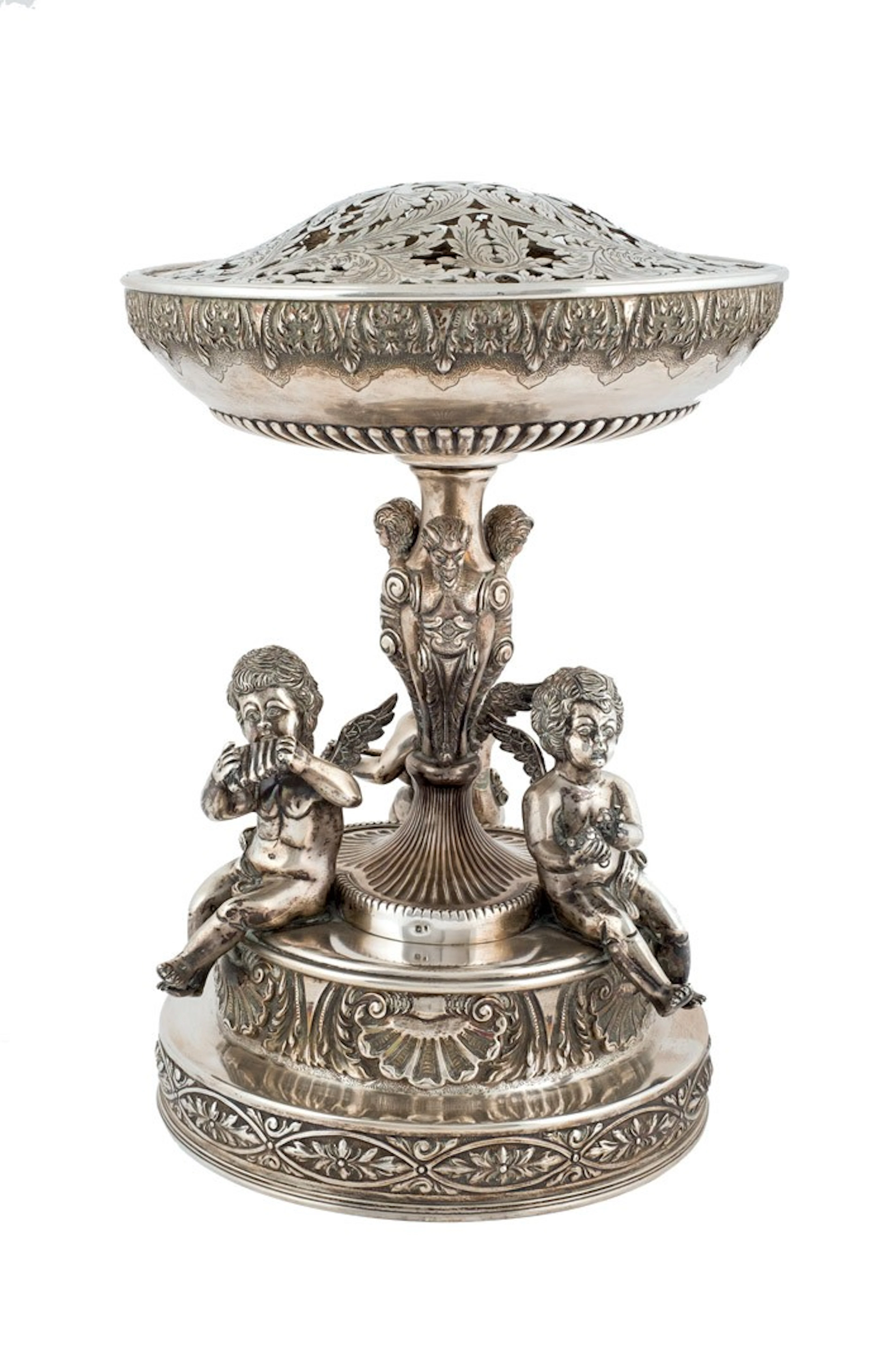 Centro de mesa en plata portuguesa