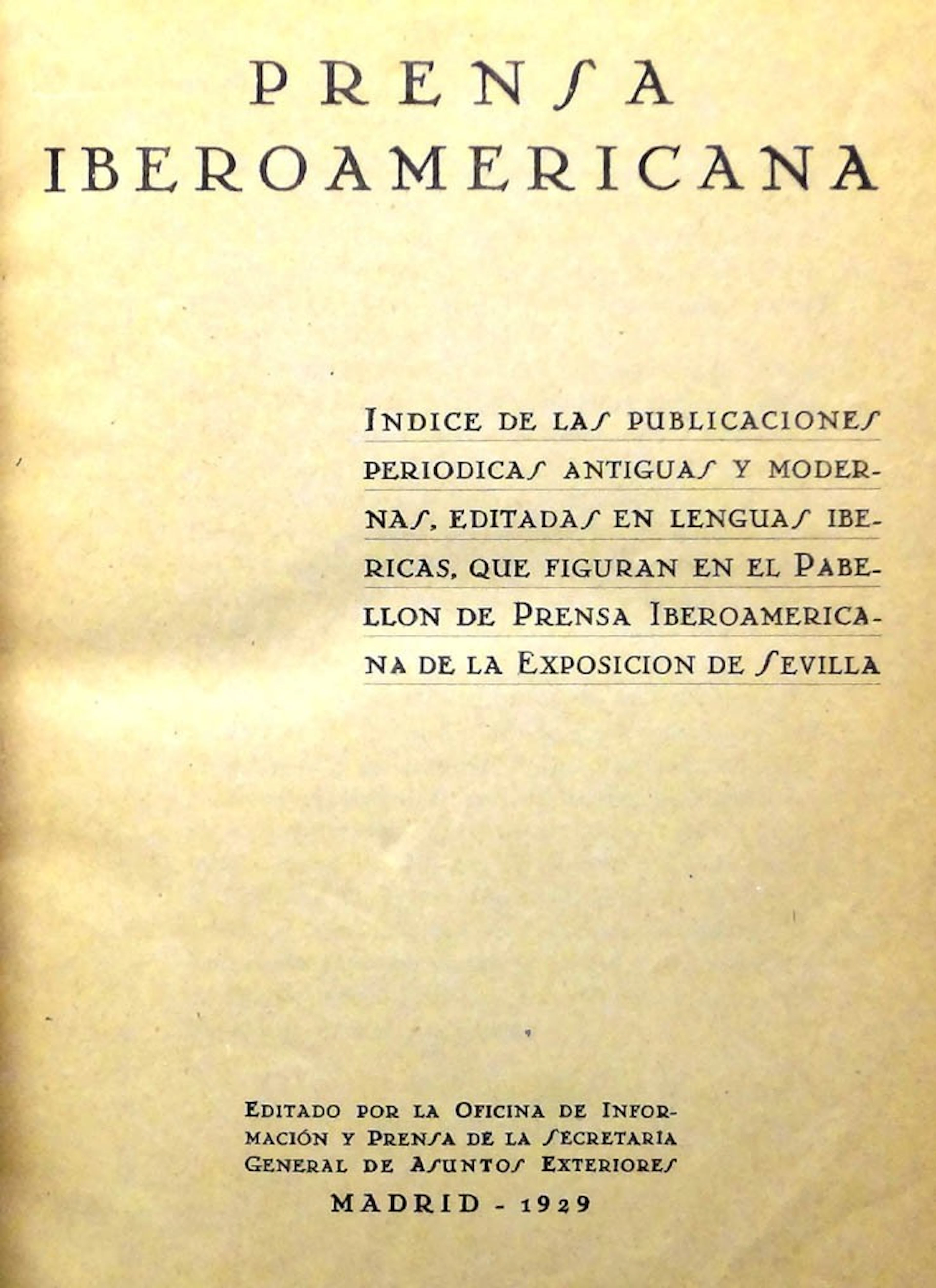 Prensa Iberoamericana. Índice de publicaciones