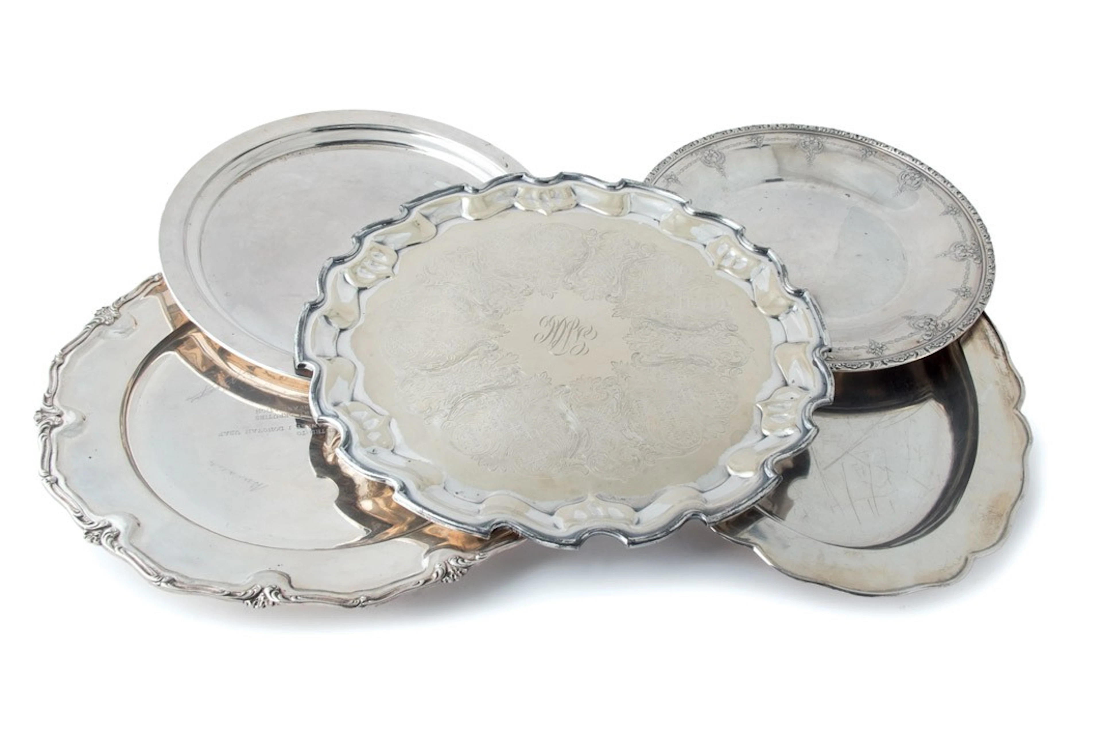Lote de 5 bandejas en plata