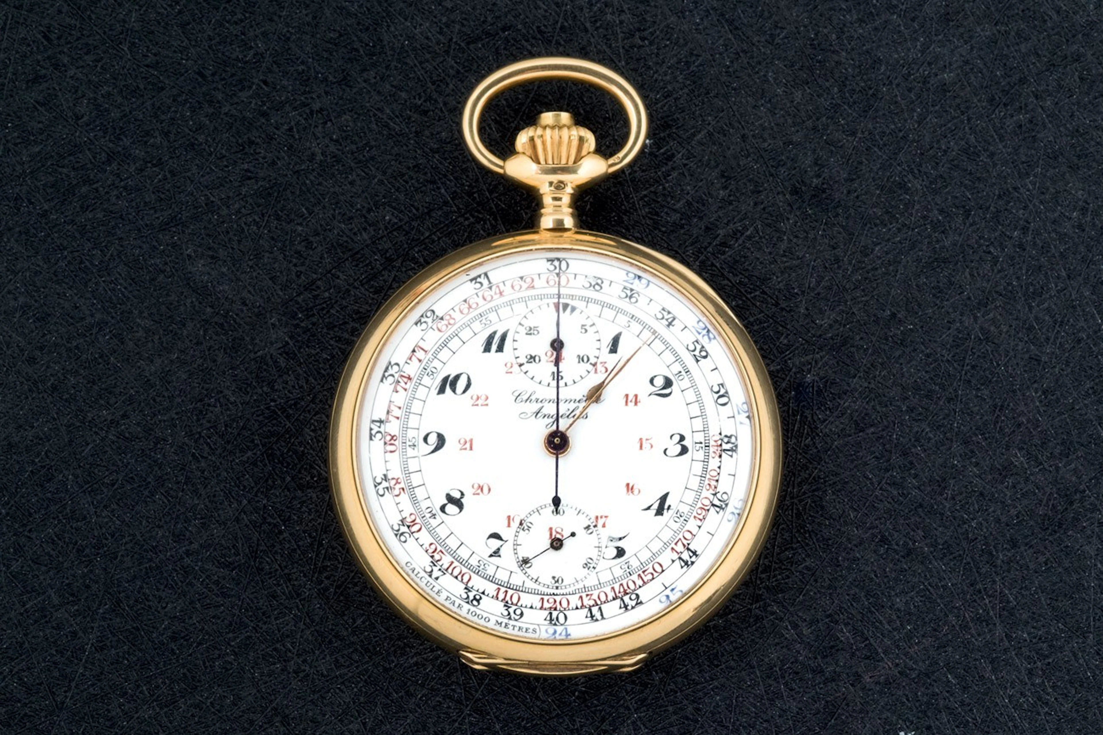 Reloj cronómetro Ángelus de oro
