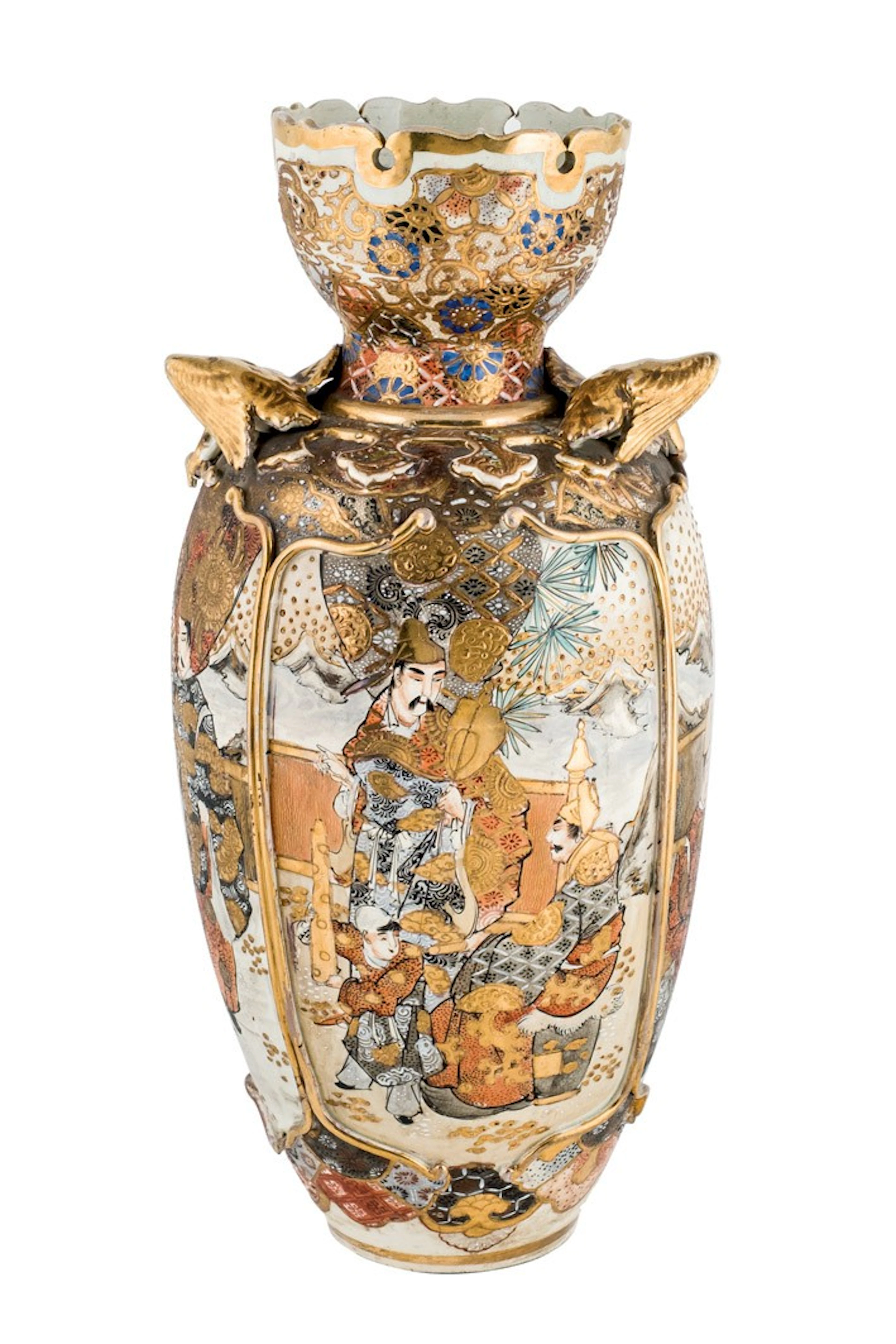 Jarrón de cerámica Satsuma. S. XIX