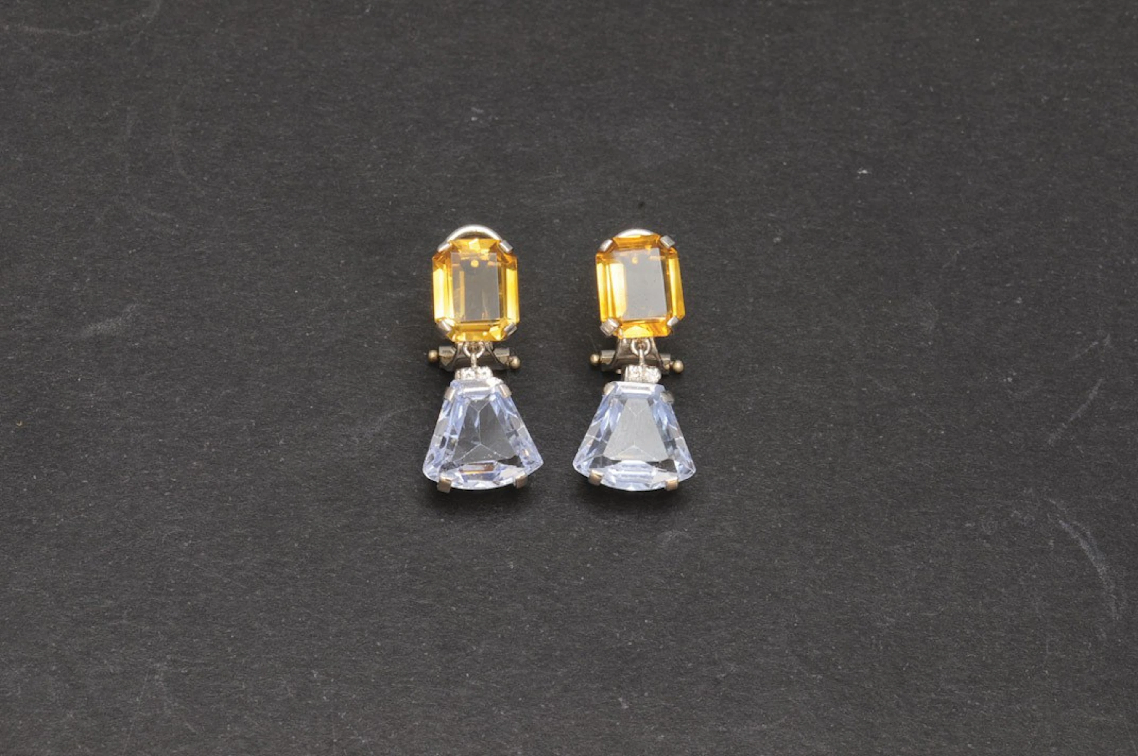 Pendientes con citrino, aguamarina y diamantes
