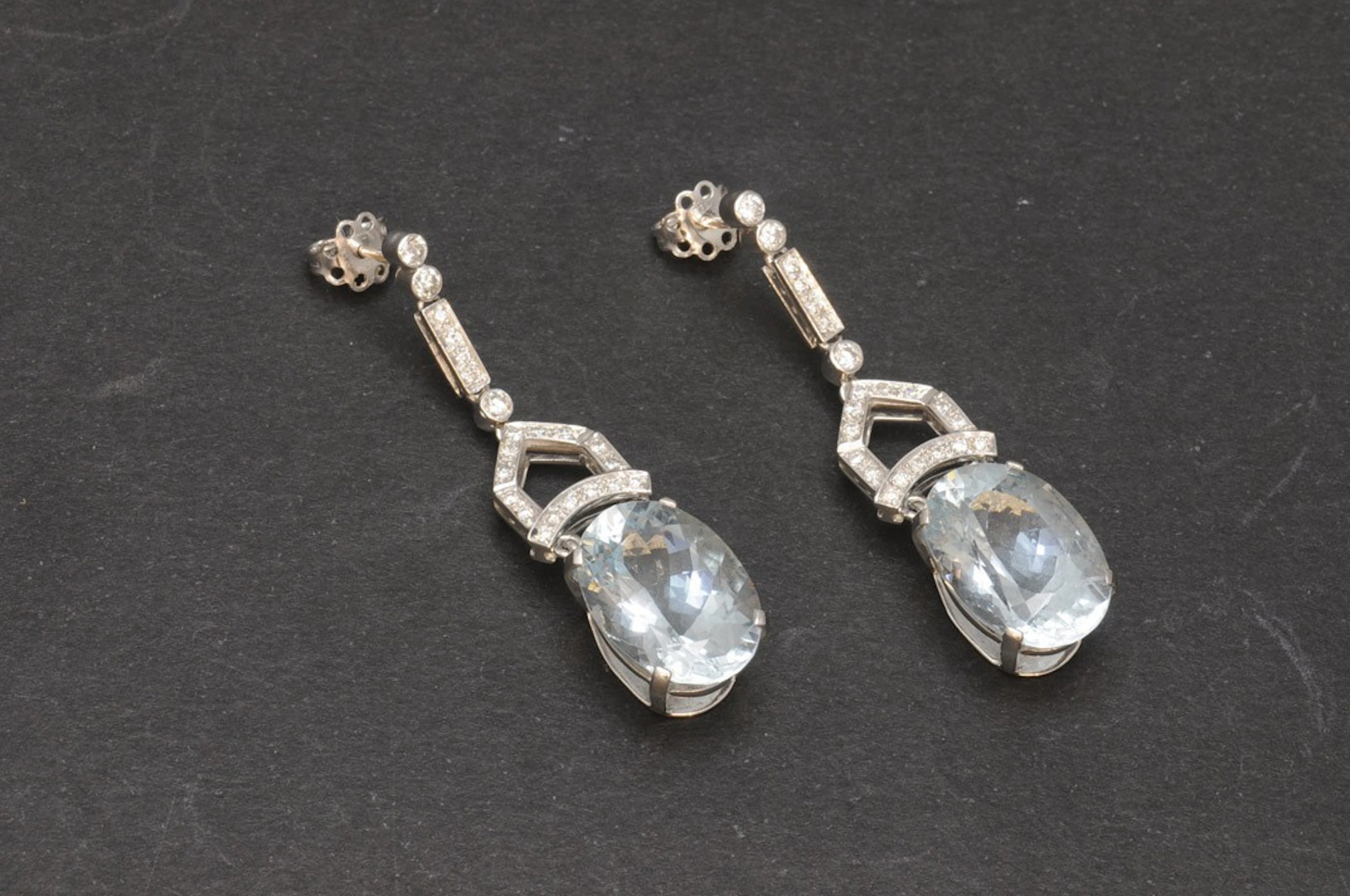 Pendientes de aguamarinas y diamantes