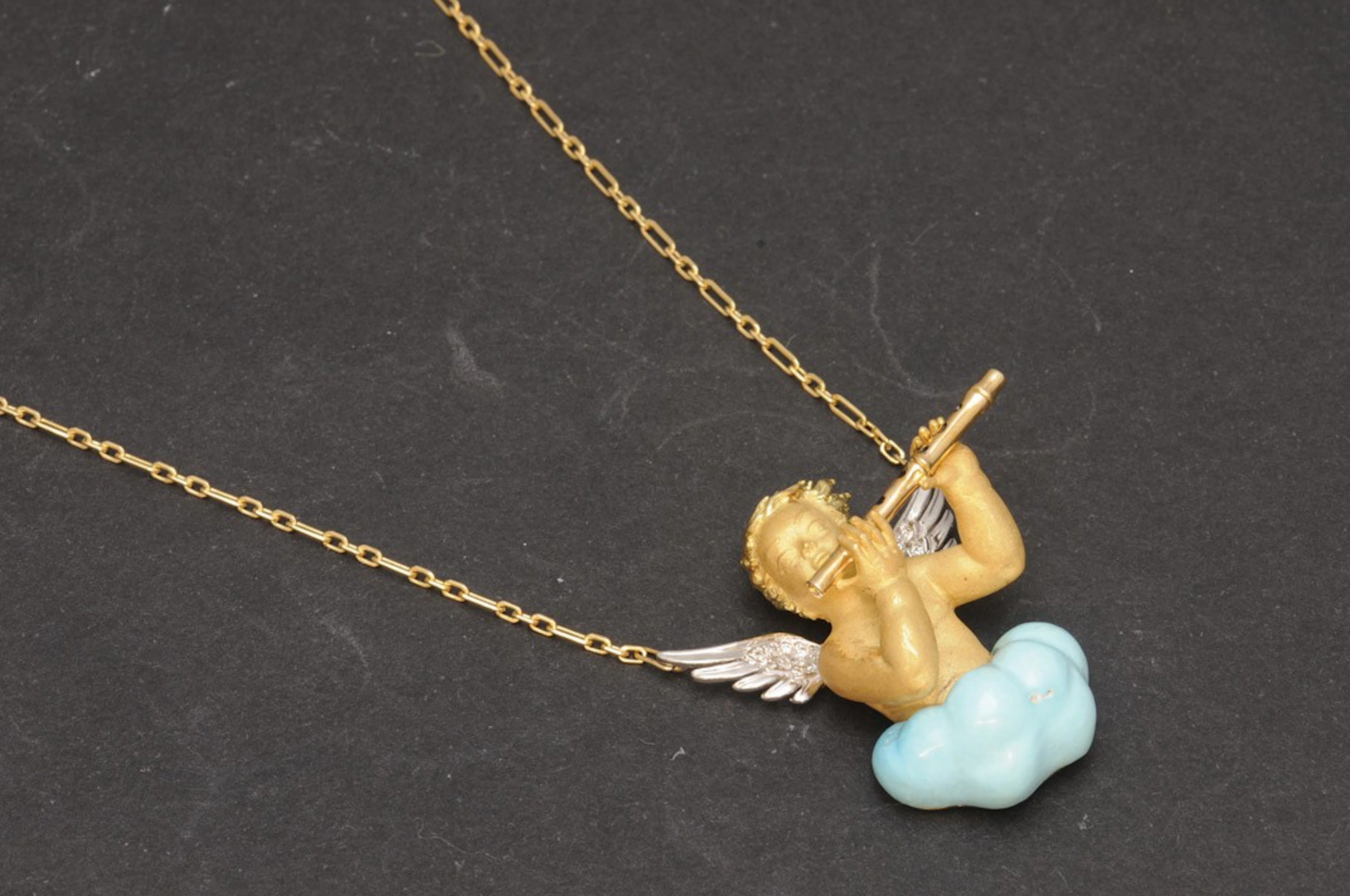 Colgante de Carrera y Carrera angel con turquesa