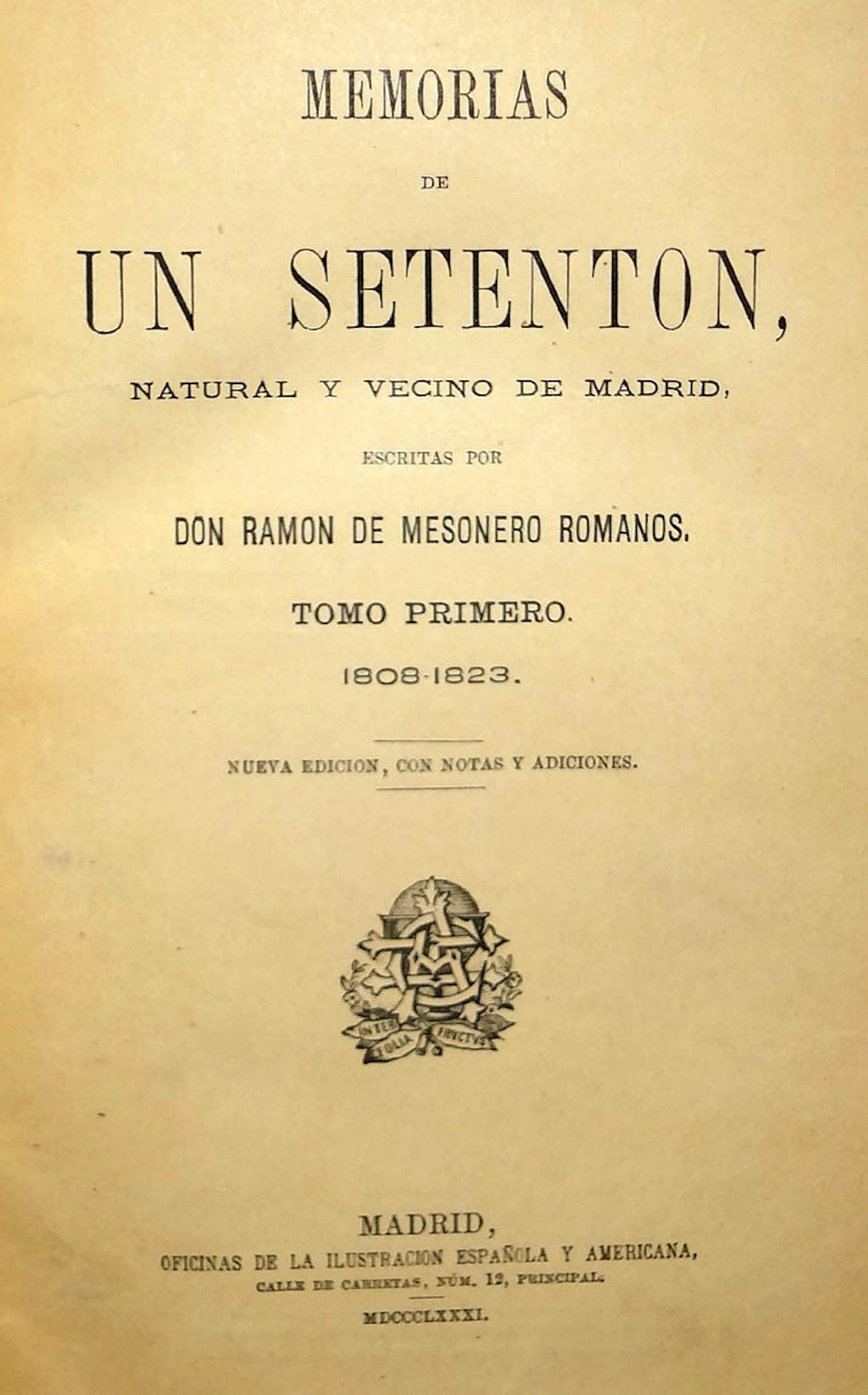 Mesonero Romanos Memorias de un setenton