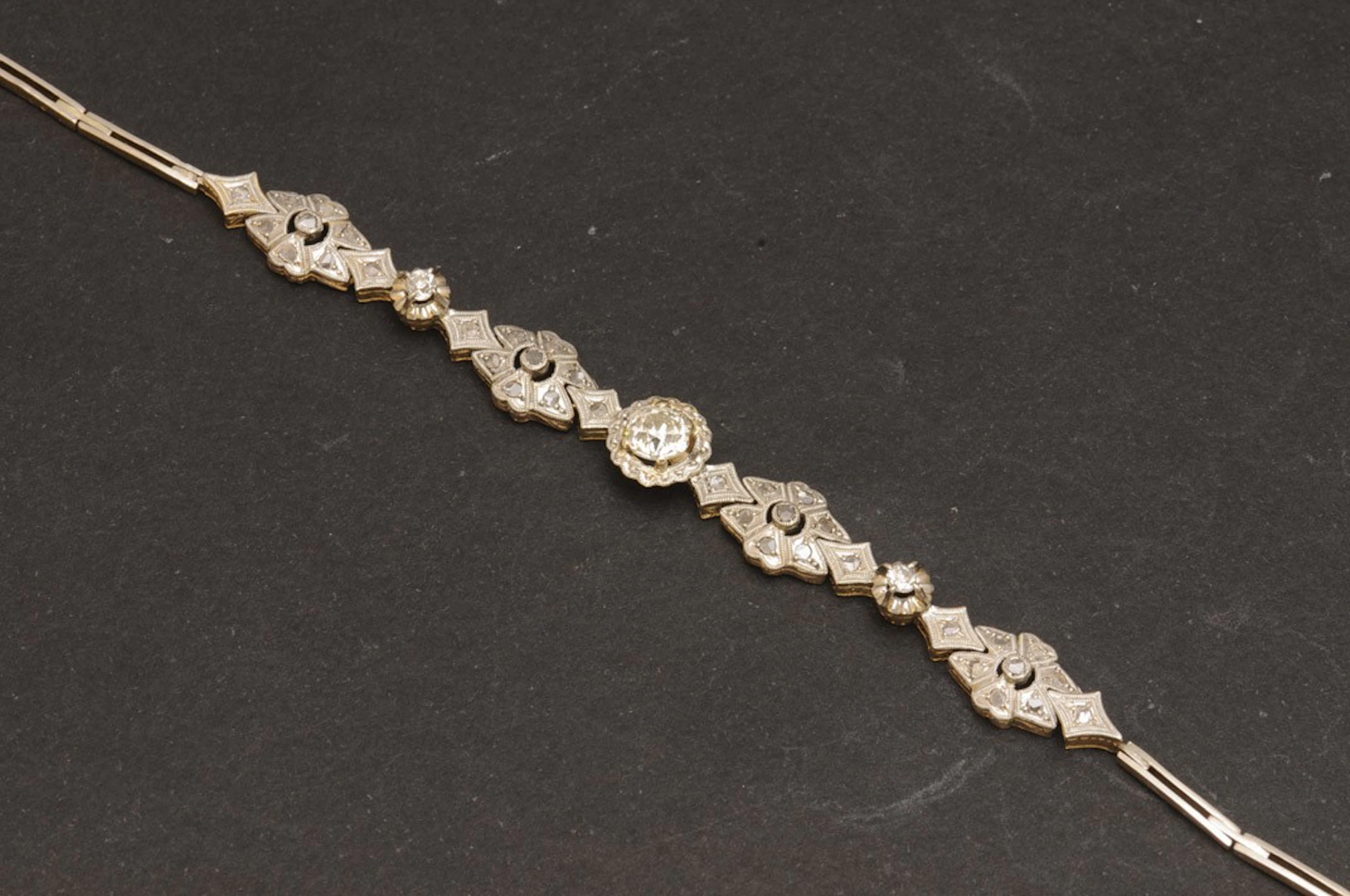 Pulsera antigua de oro, platino y diamantes