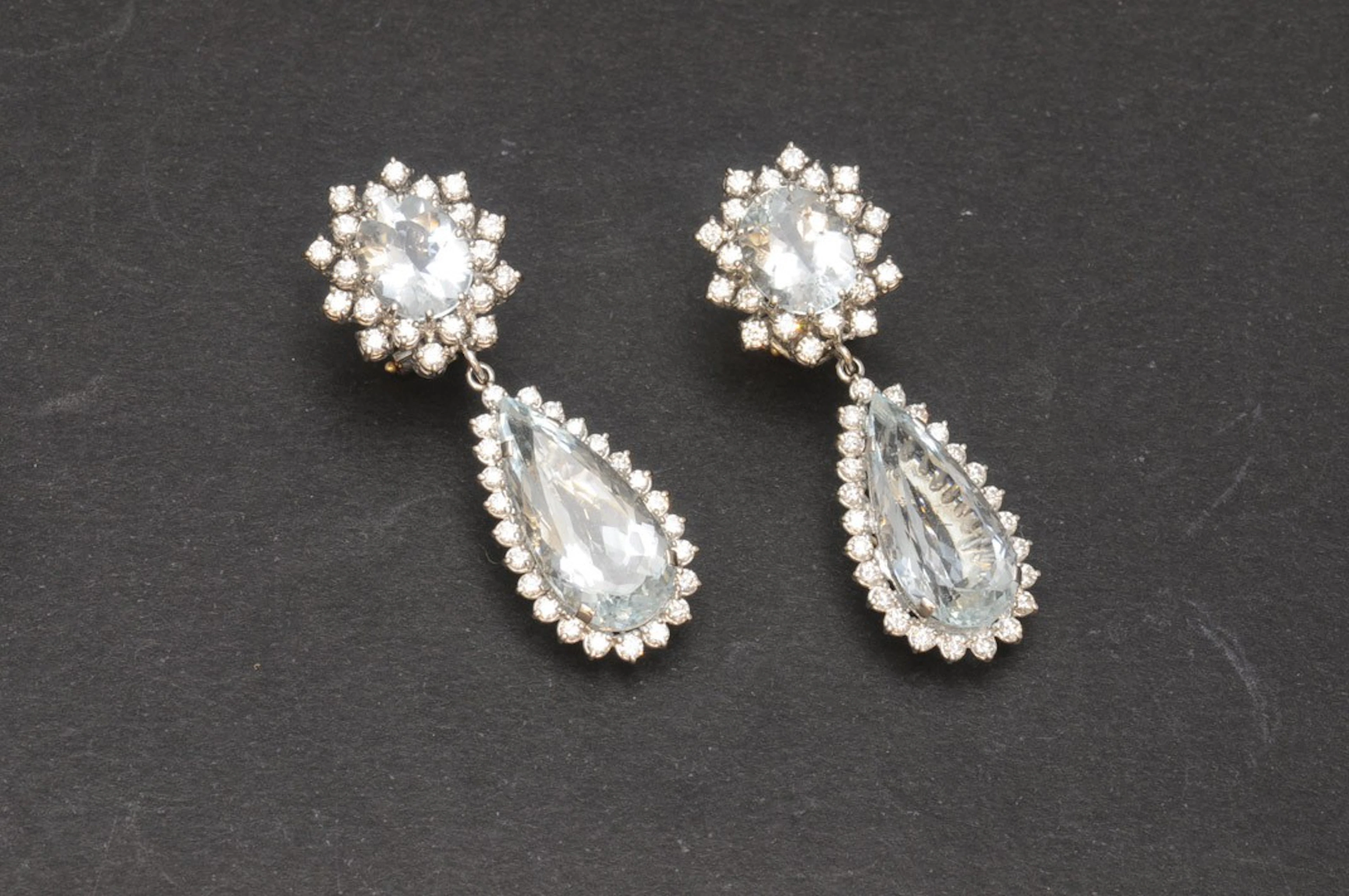 Pendientes de oro con aguamarinas y diamantes