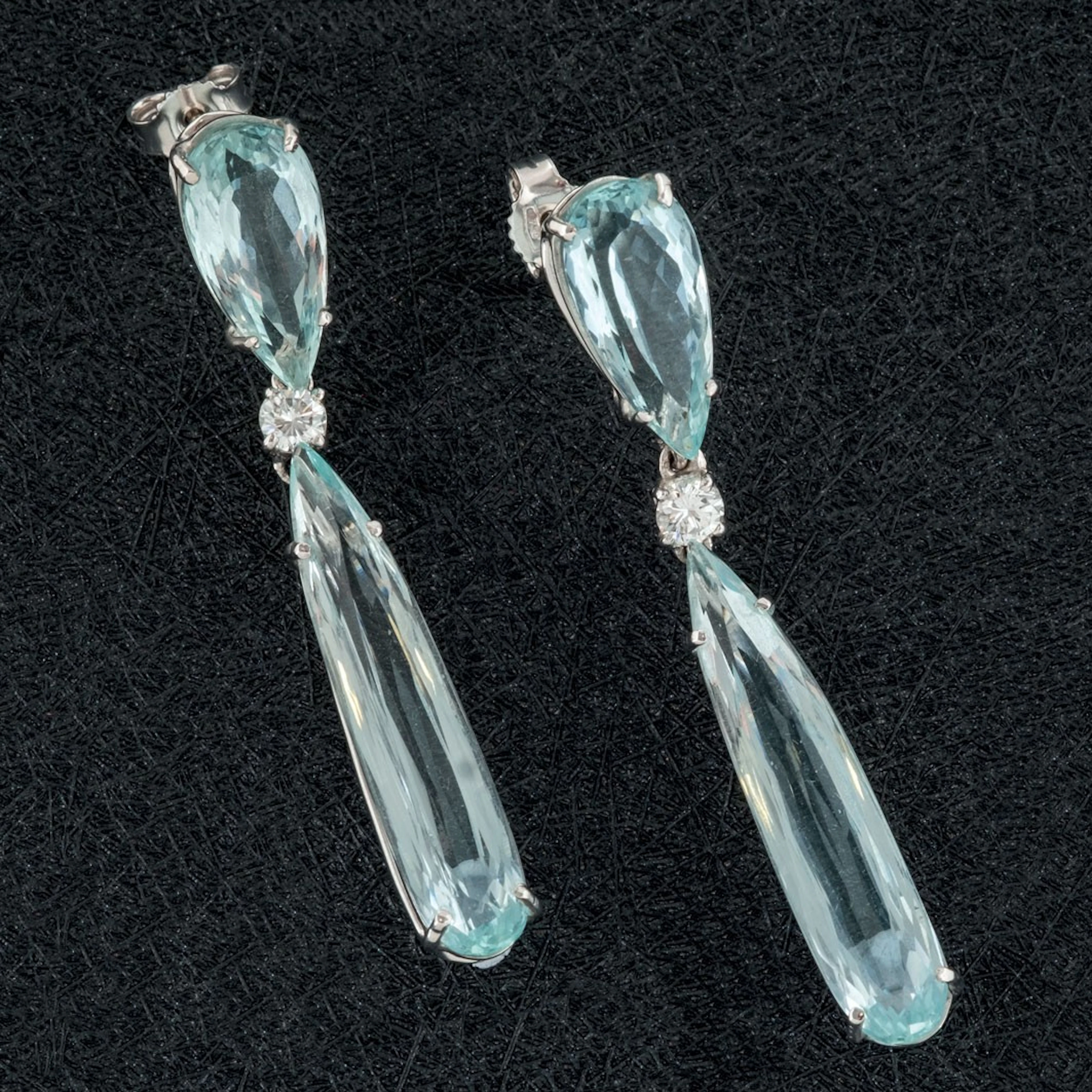 Pendientes aguamarinas y diamantes