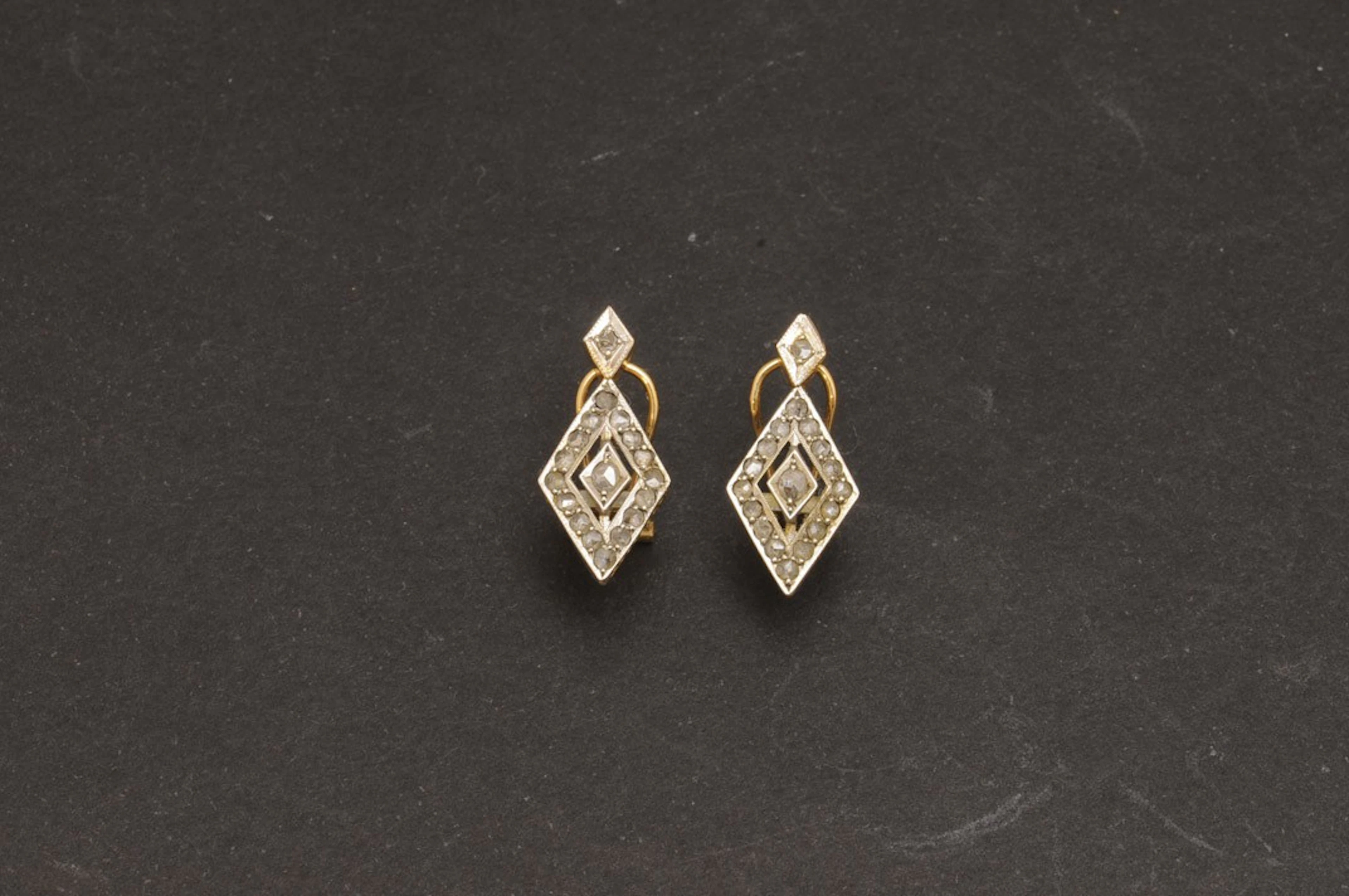 Pendientes antiguos de oro y diamantes