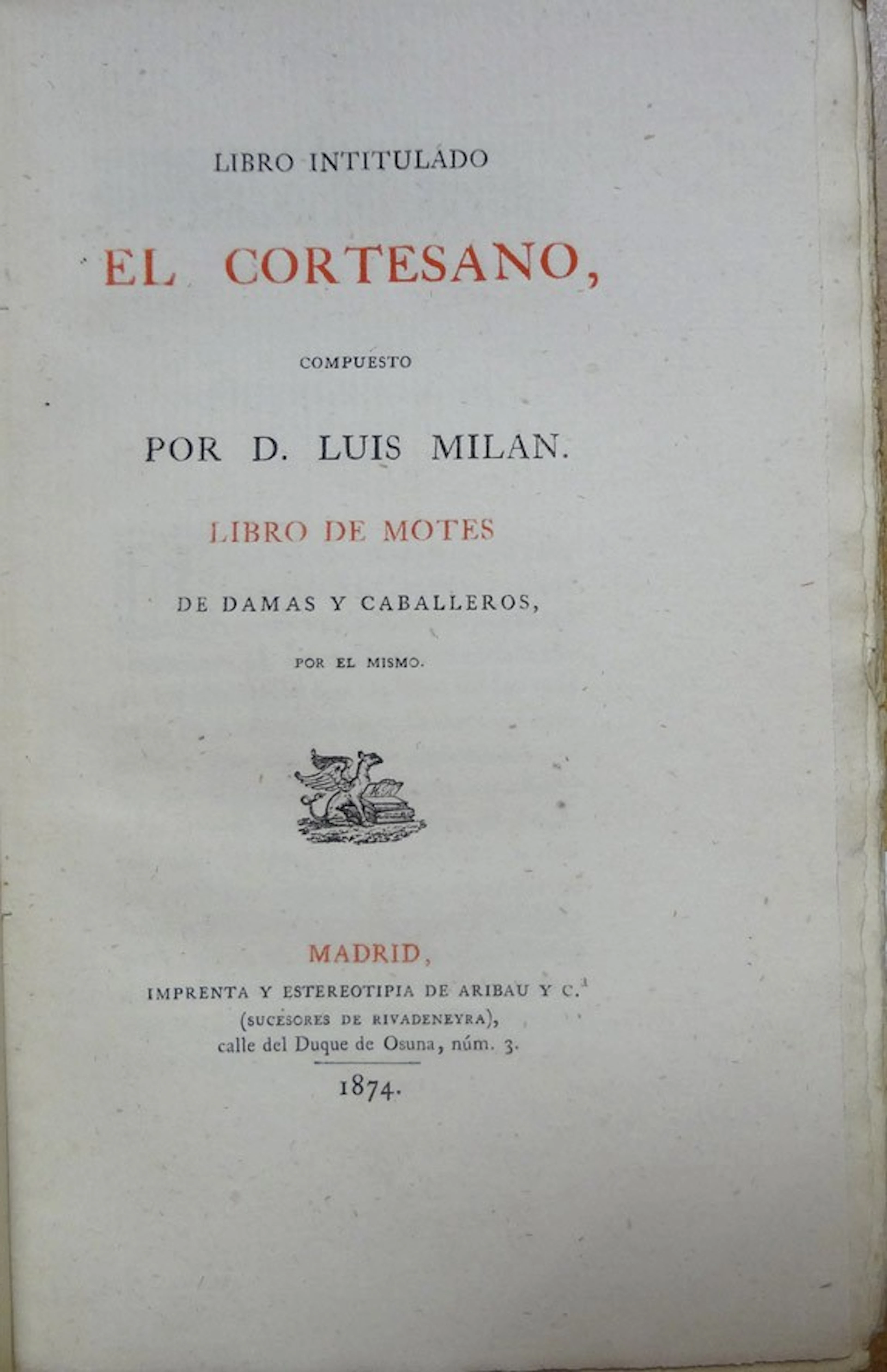 Colección de libros raros: El Cortesano