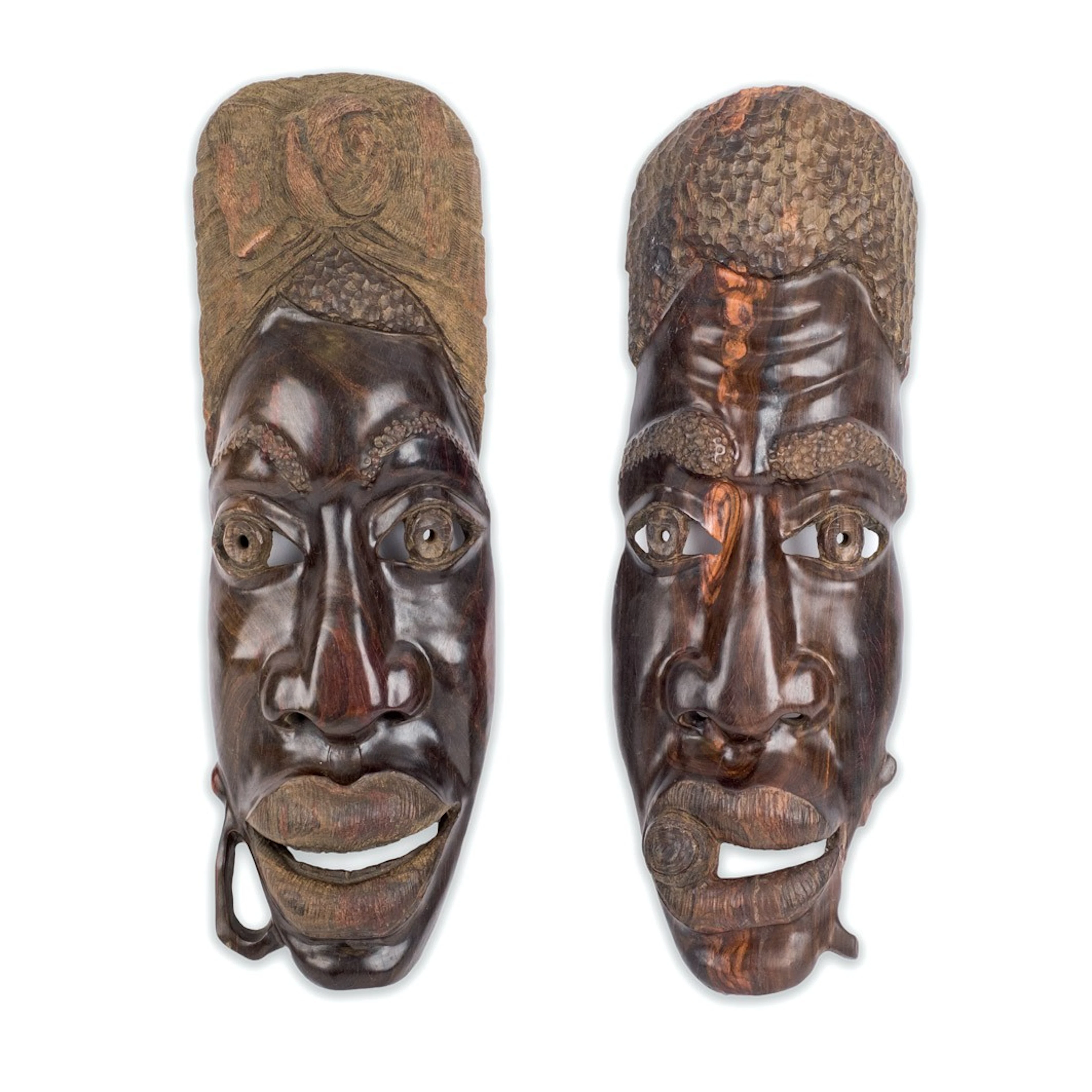 Pareja de máscaras africanas madera de sucupira
