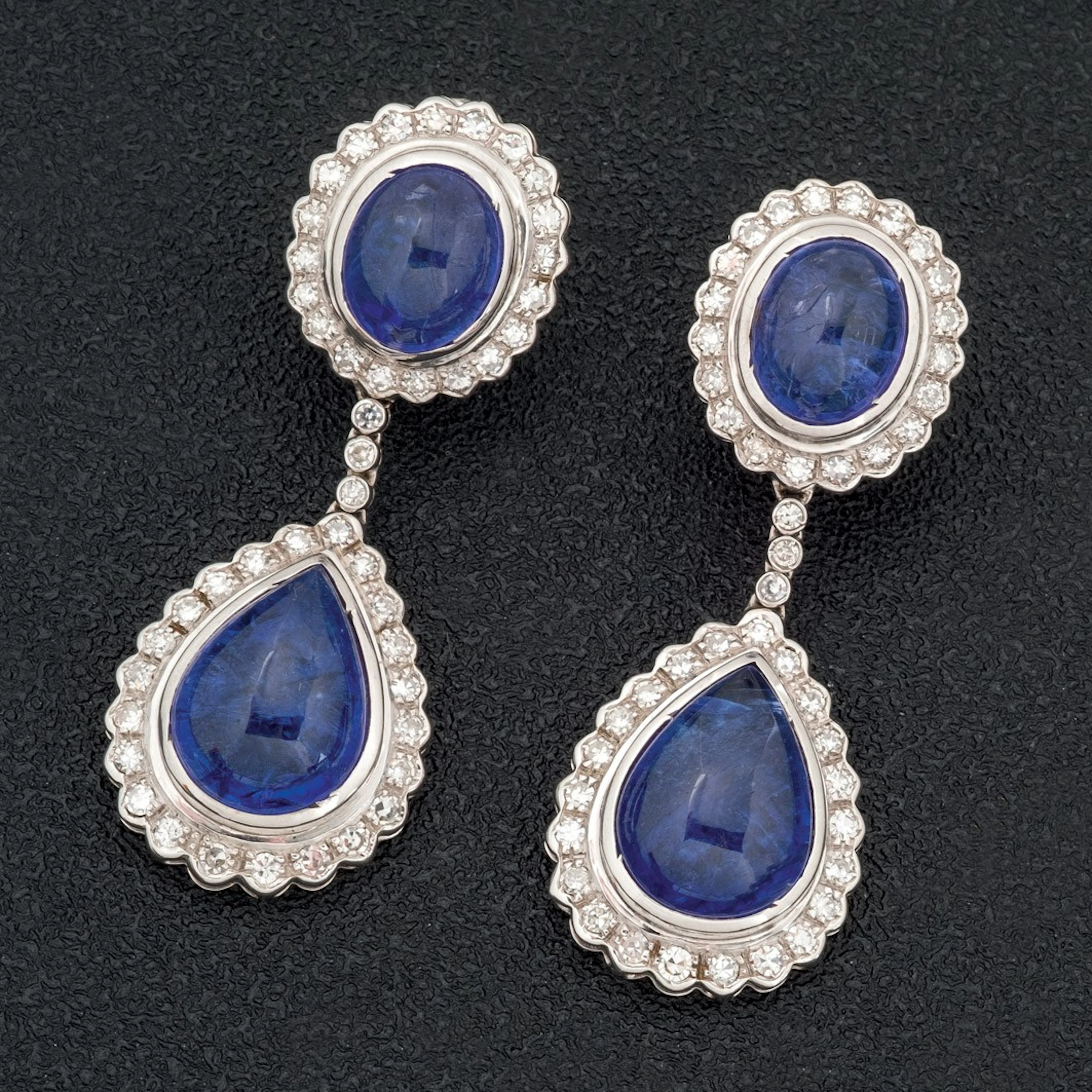 Pendientes de tanzanitas y brillantes