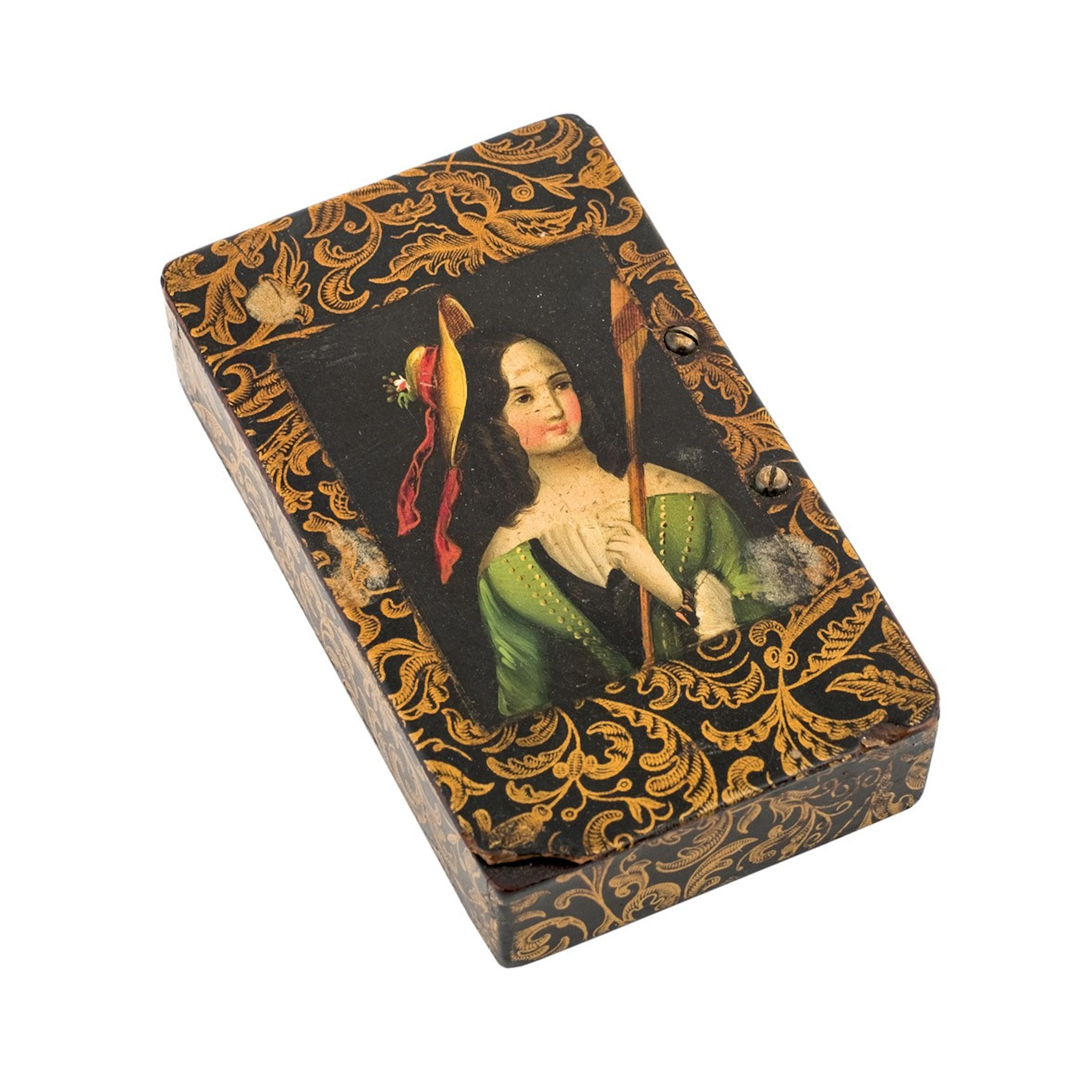 Caja de rapé con miniatura de dama. S. XIX