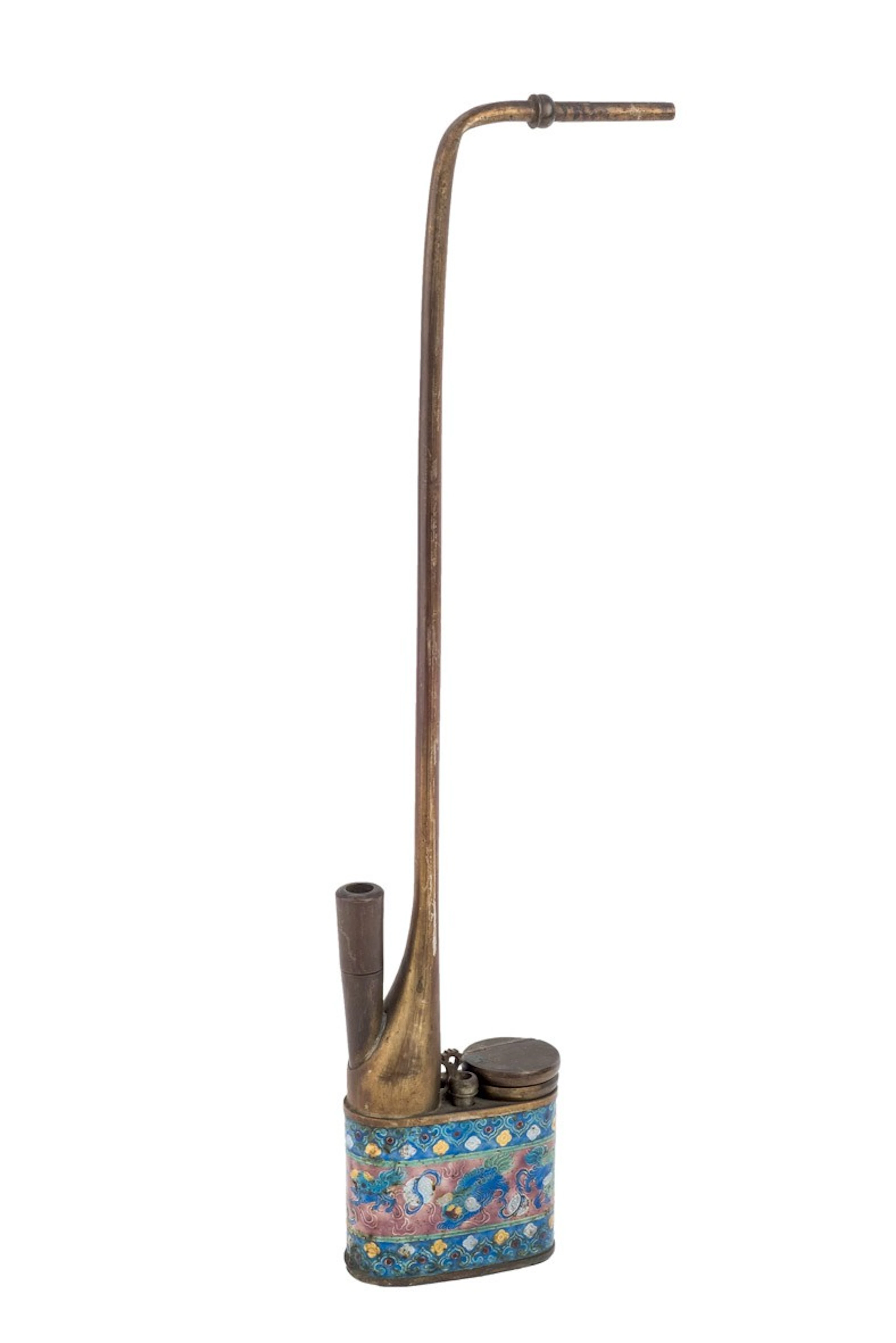 Pipa de opio en bronce. China, h.1900