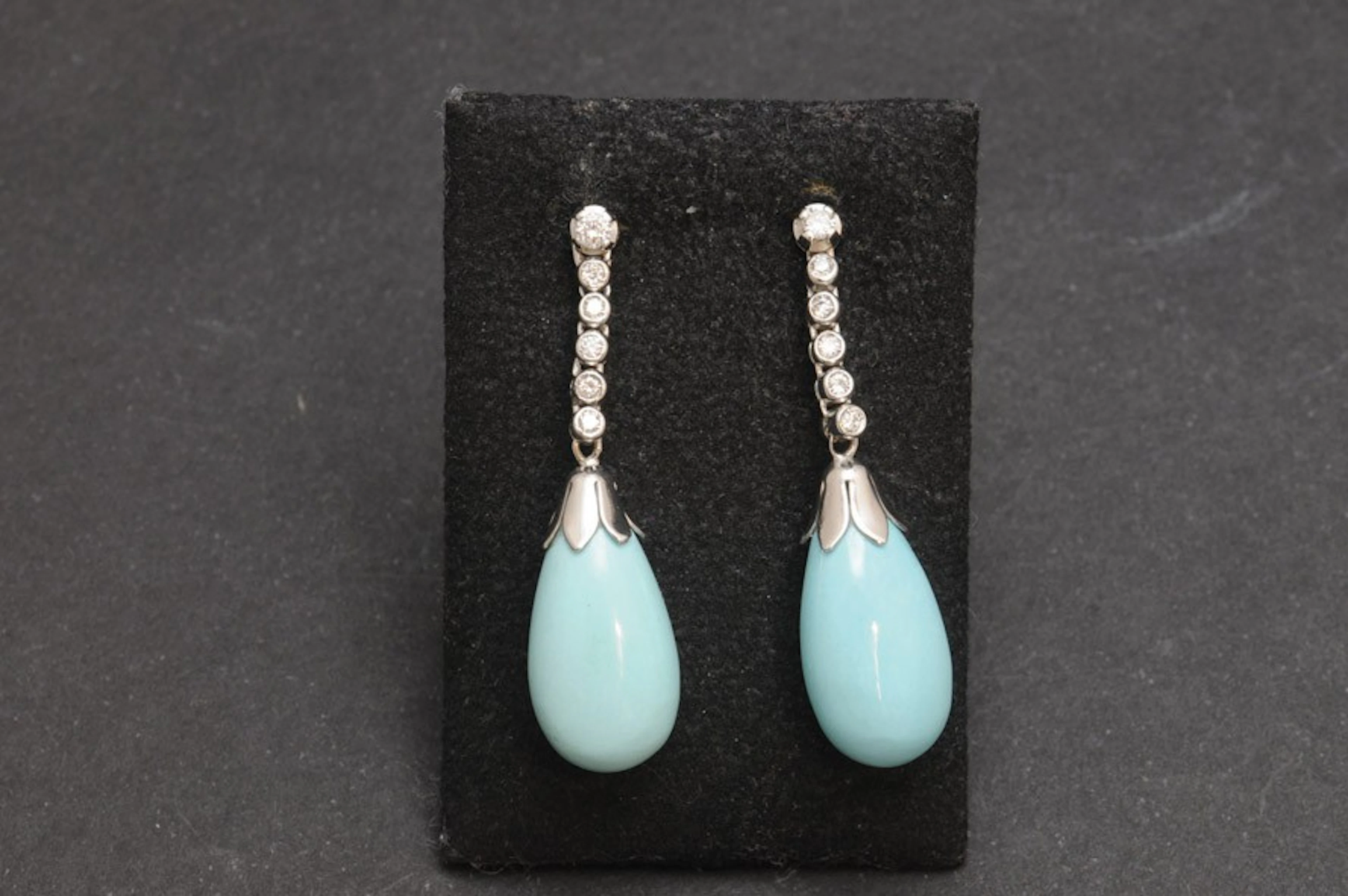 Pendientes de turquesa y diamantes