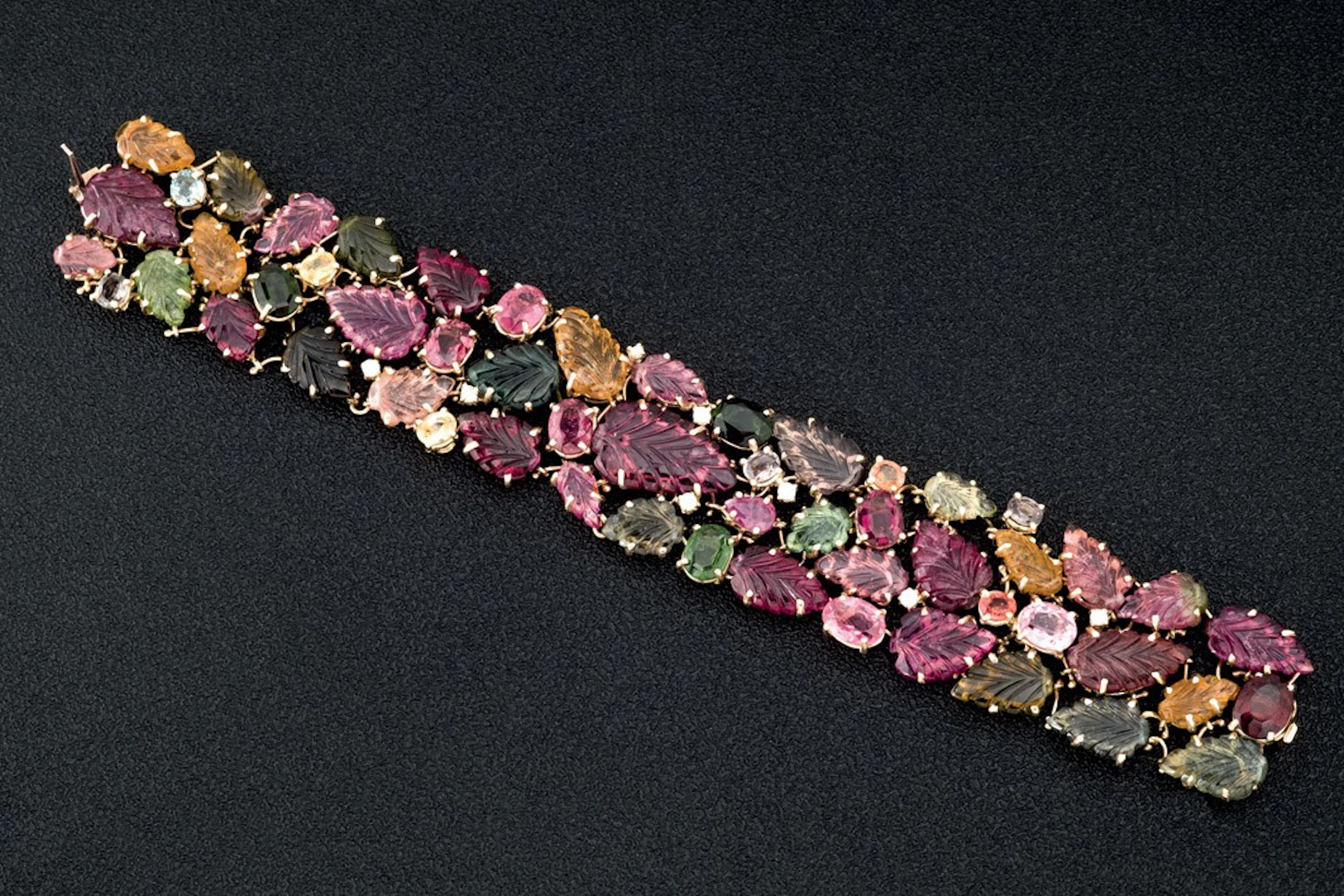 Gran pulsera de turmalinas y diamantes