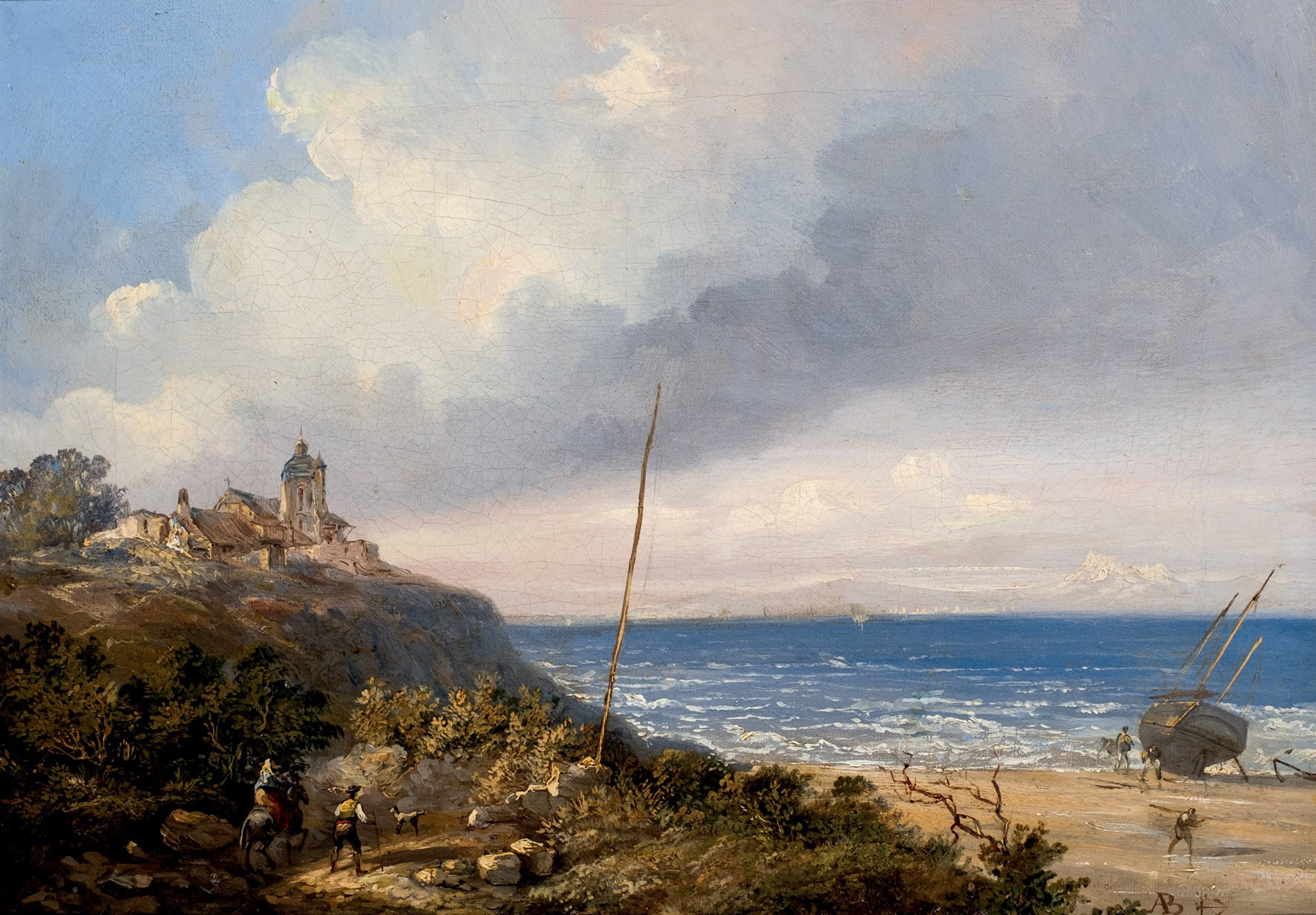 Antonio de Brugada Vila. Playa con pescadores