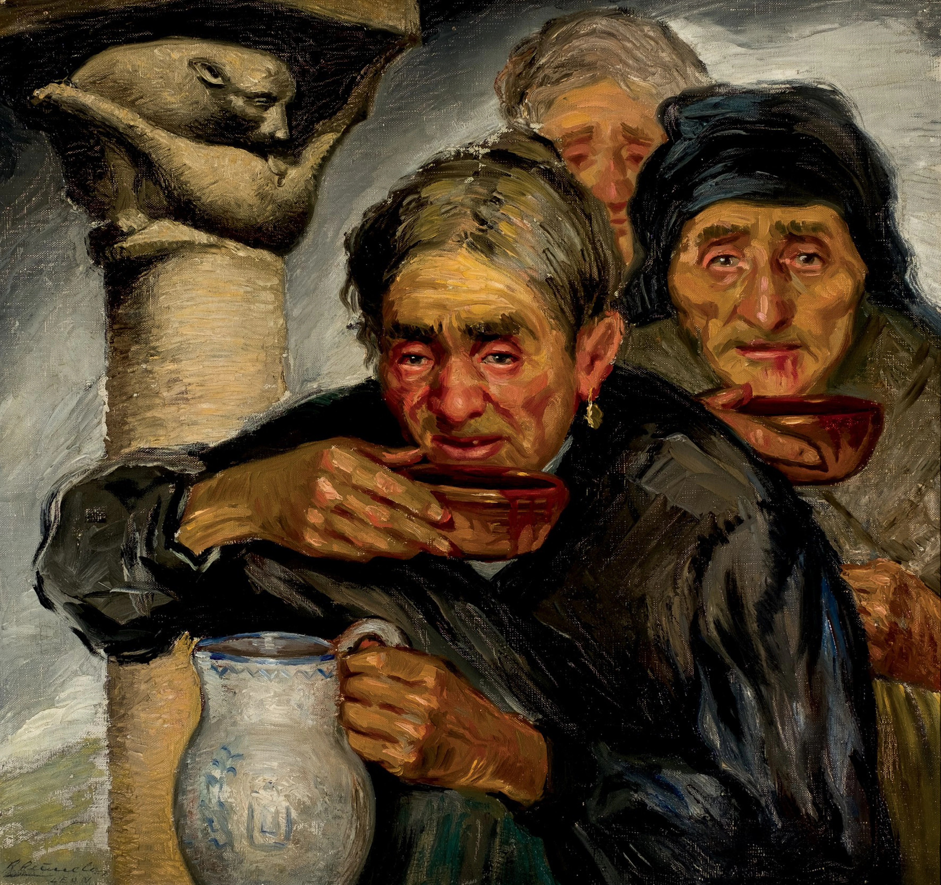 Rafael Peñuelas. Ancianas bebiendo