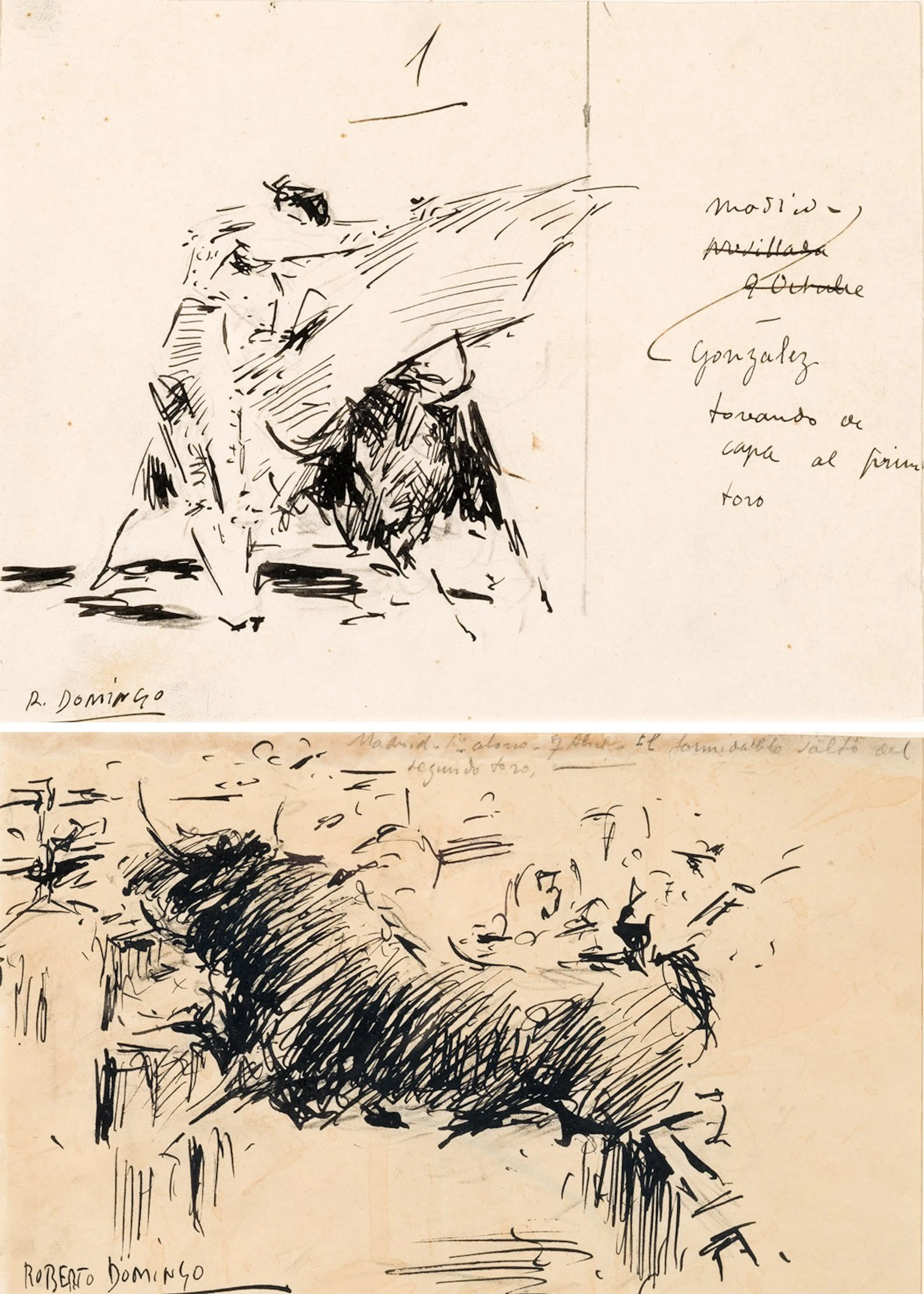 Roberto Domingo y Fallola. Dos lances taurinos