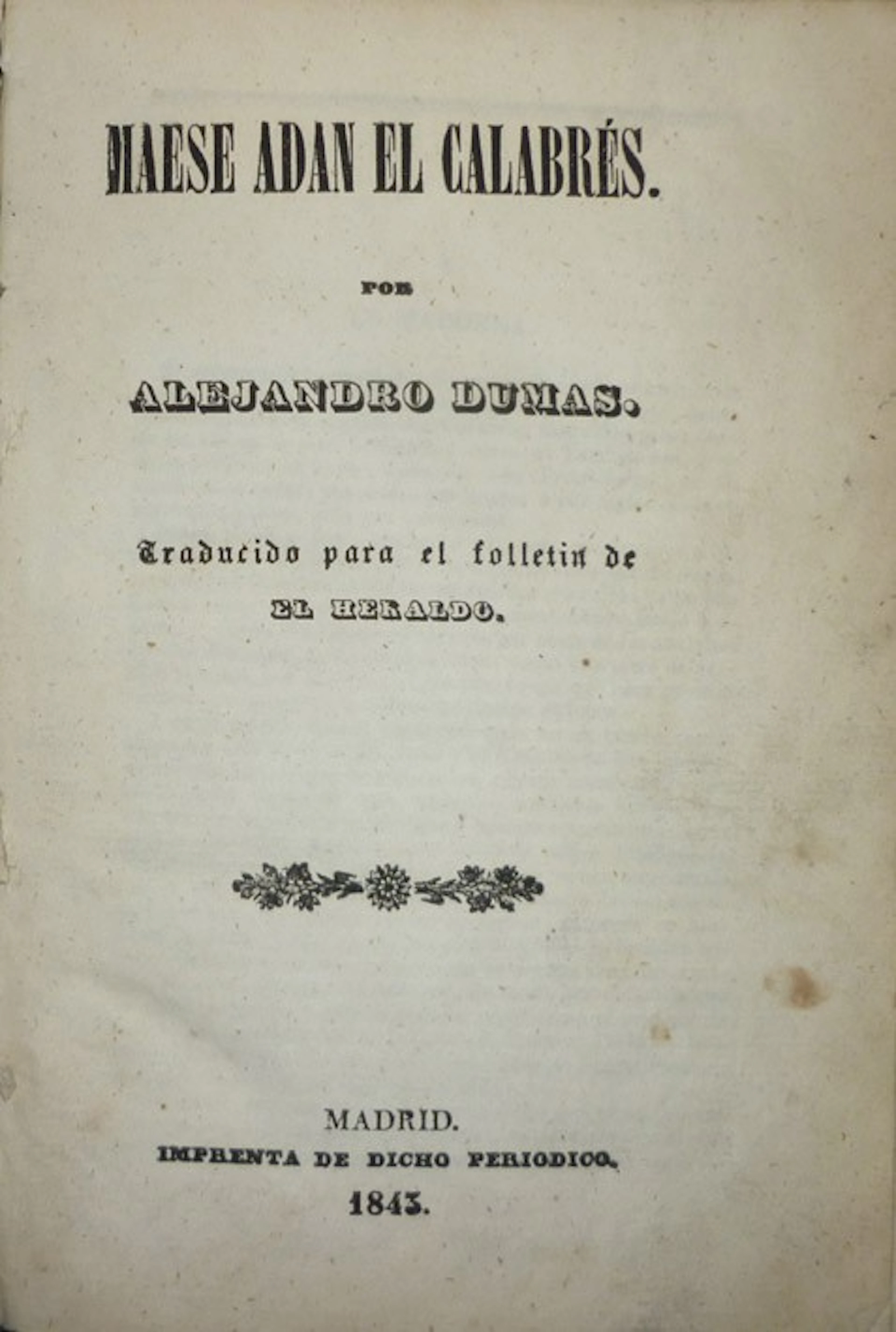 Dumas. Maese Adan el Calabrés