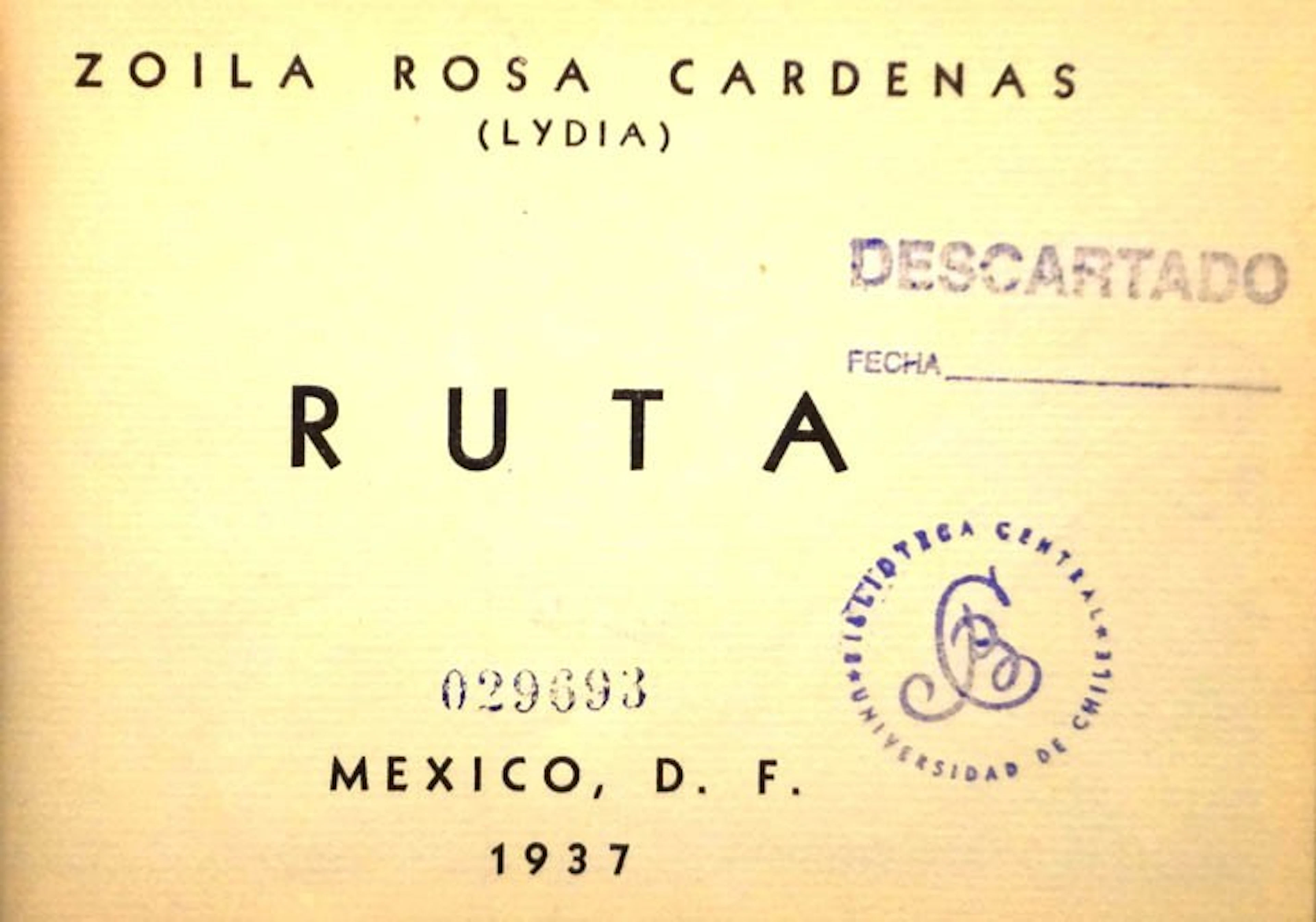Cardenas, Zoila Rosa (Lydia). Ruta