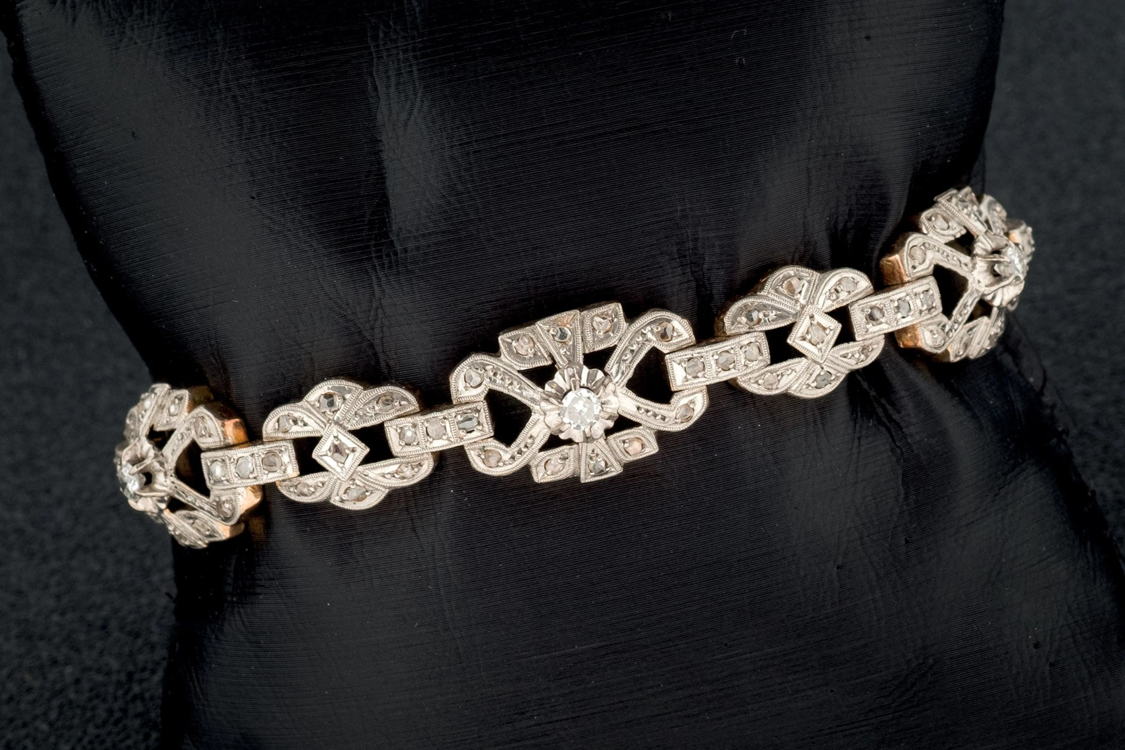 Pulsera de oro, platino y diamantes