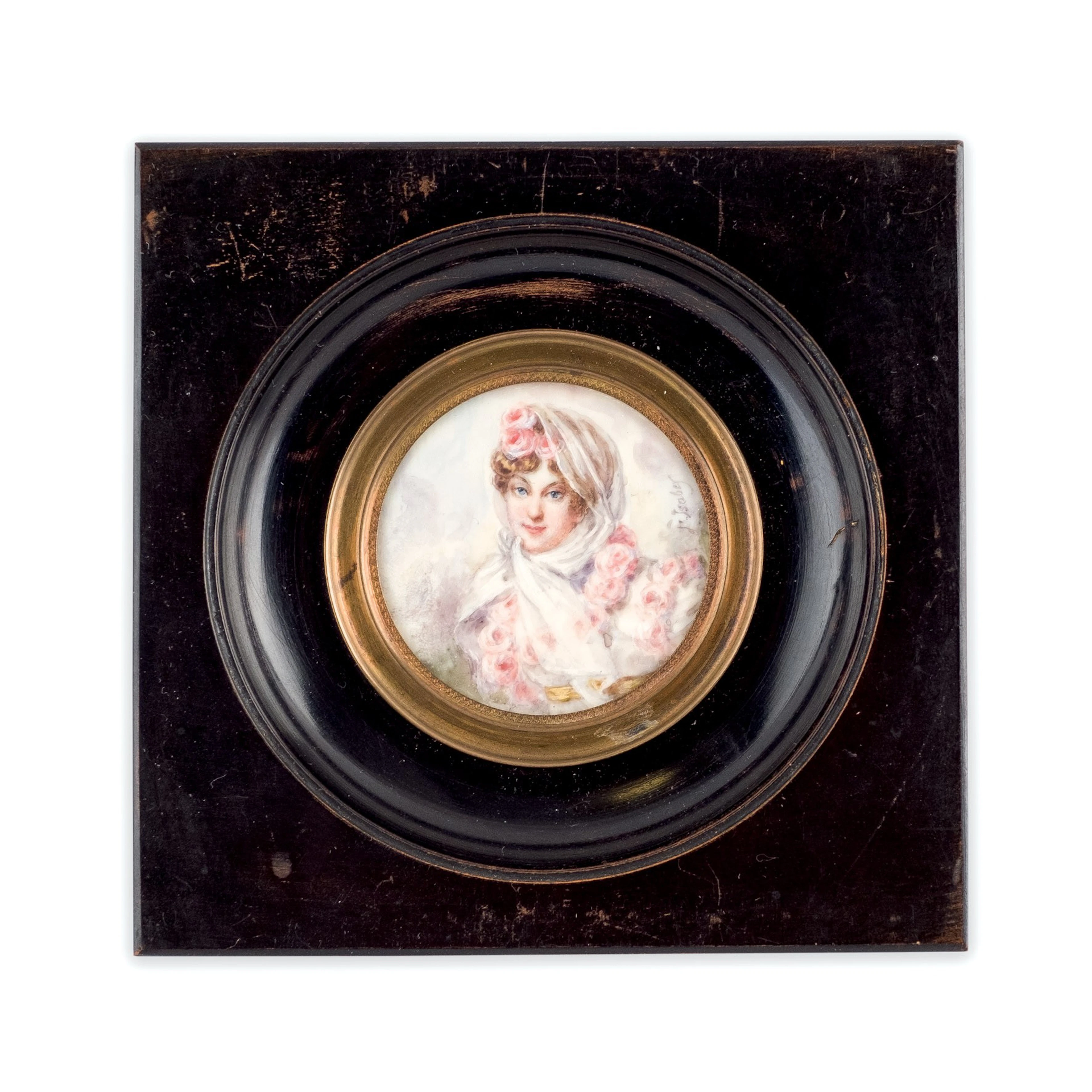 Miniatura sobre marfil. Escuela Francesa S. XIX