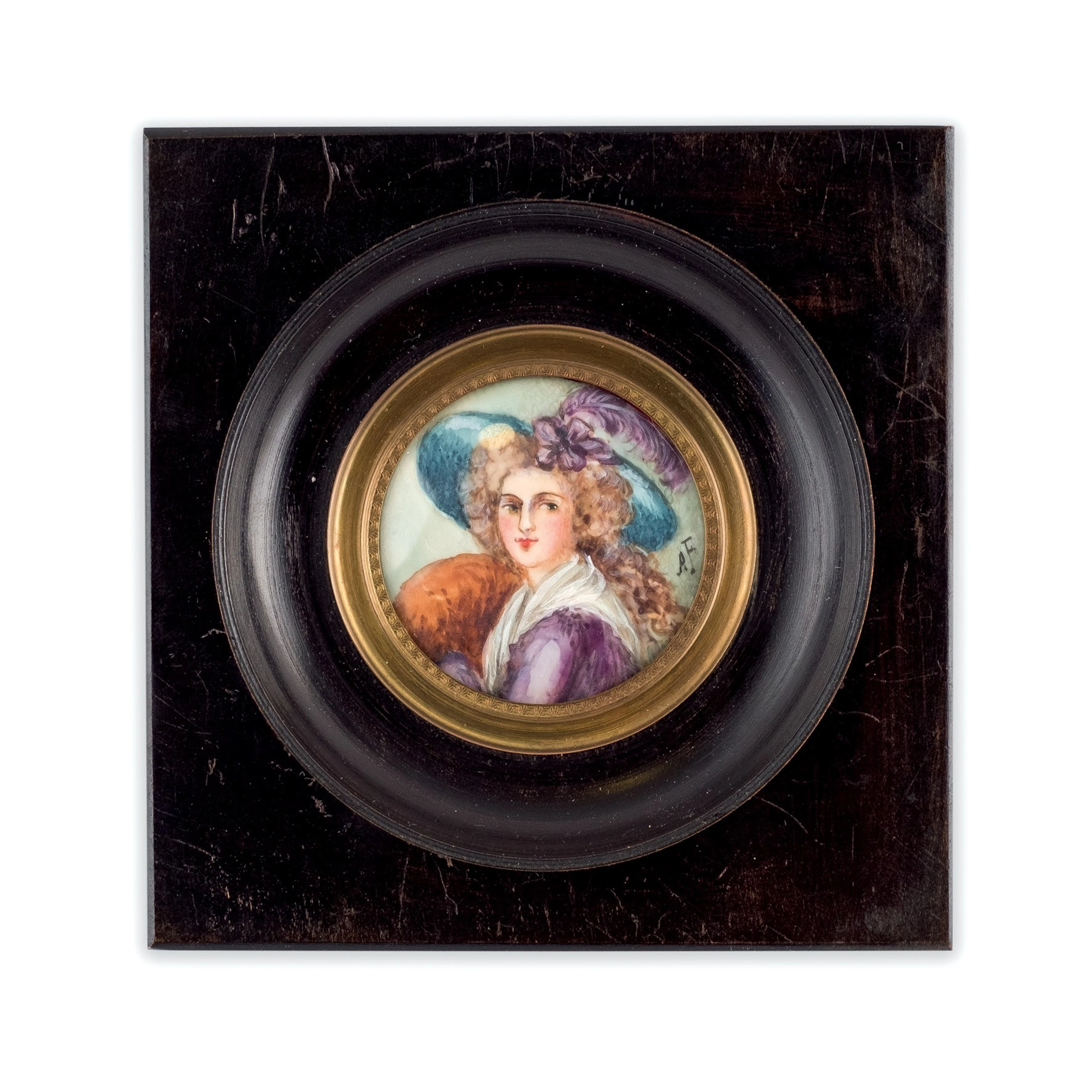 Miniatura sobre marfil. Escuela Francesa S. XIX