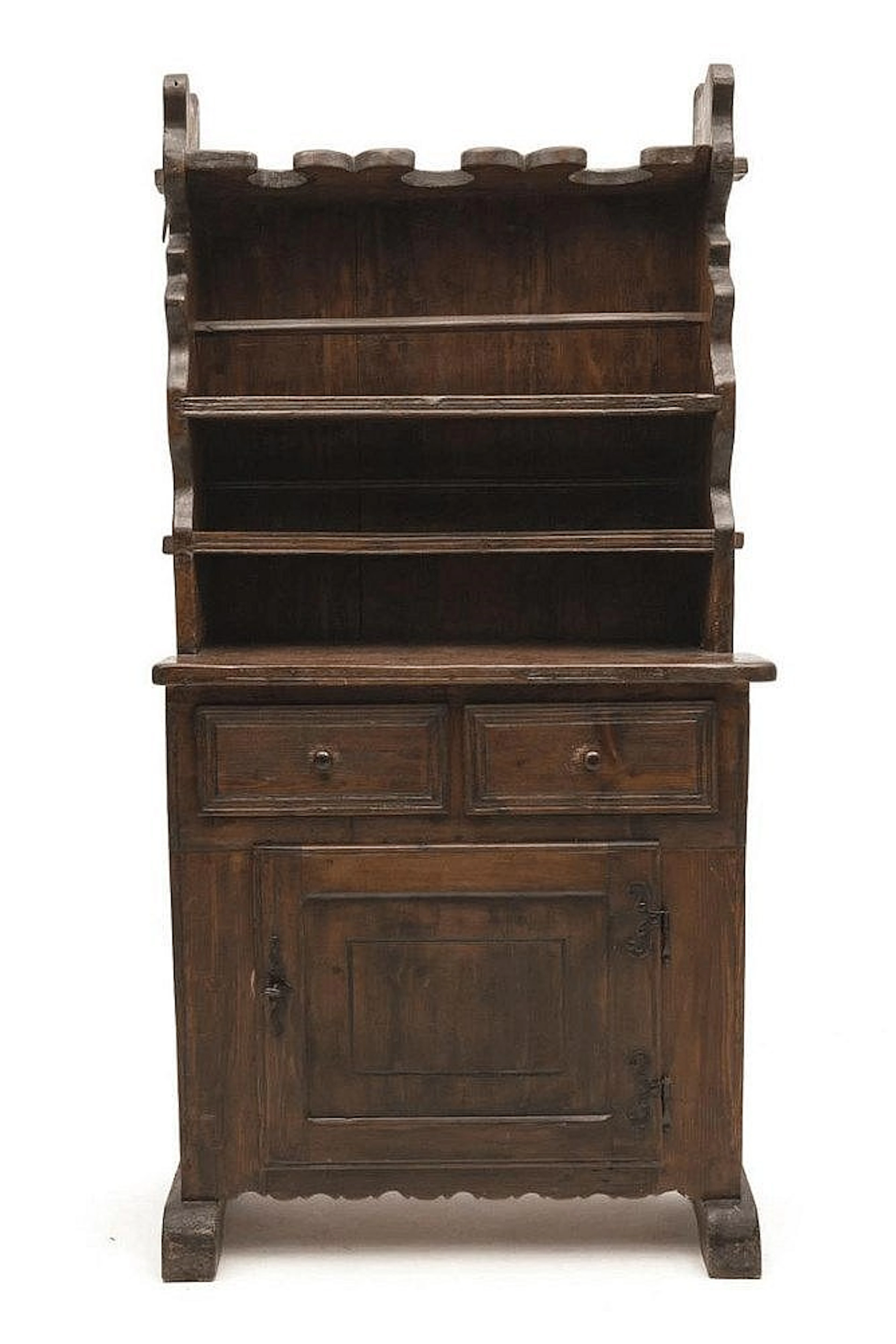 vaisselier ancien à 2 tiroirs et une porte sur la partie basse