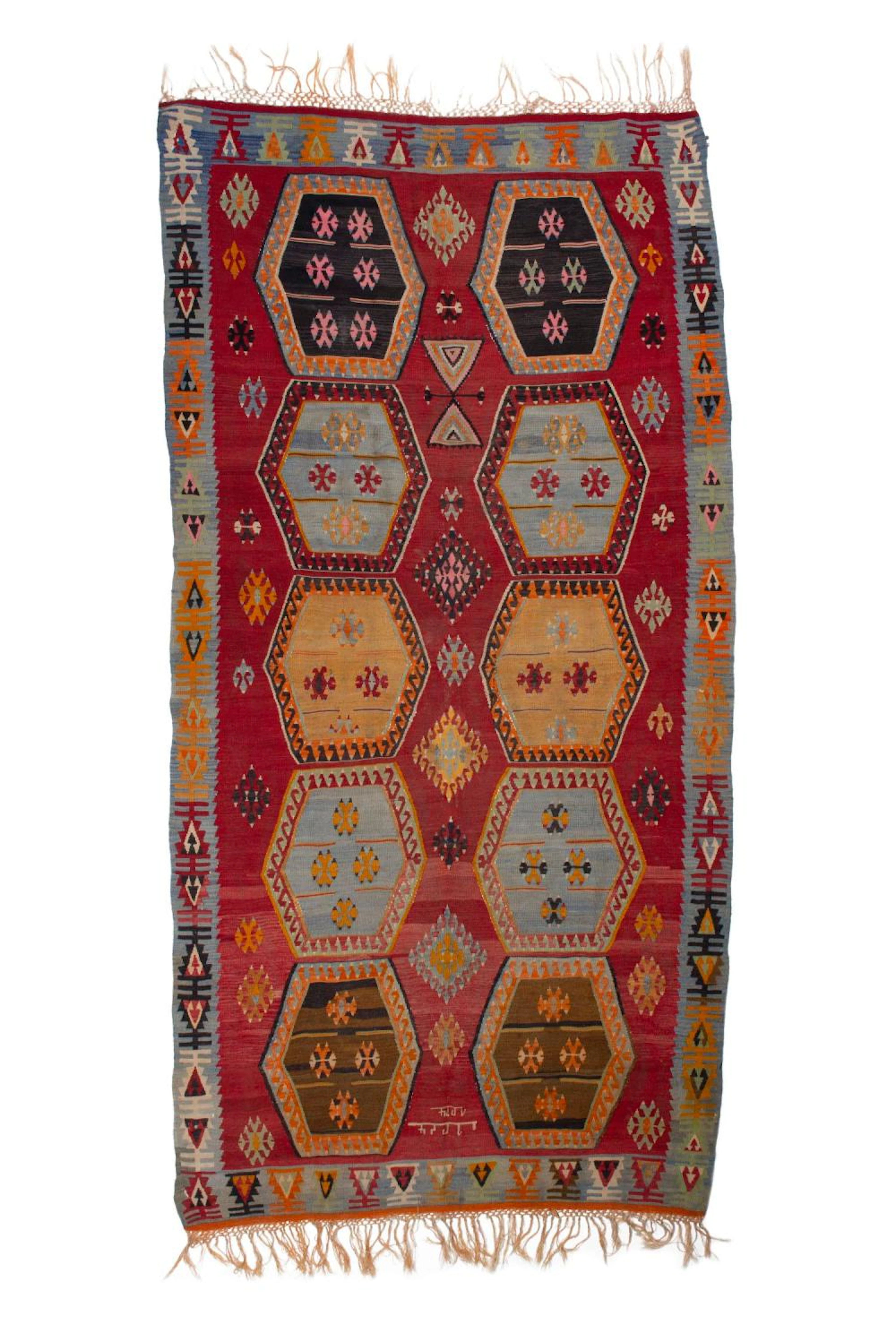 Tapis Kilim turc Parkisla en laine, milieu XXe