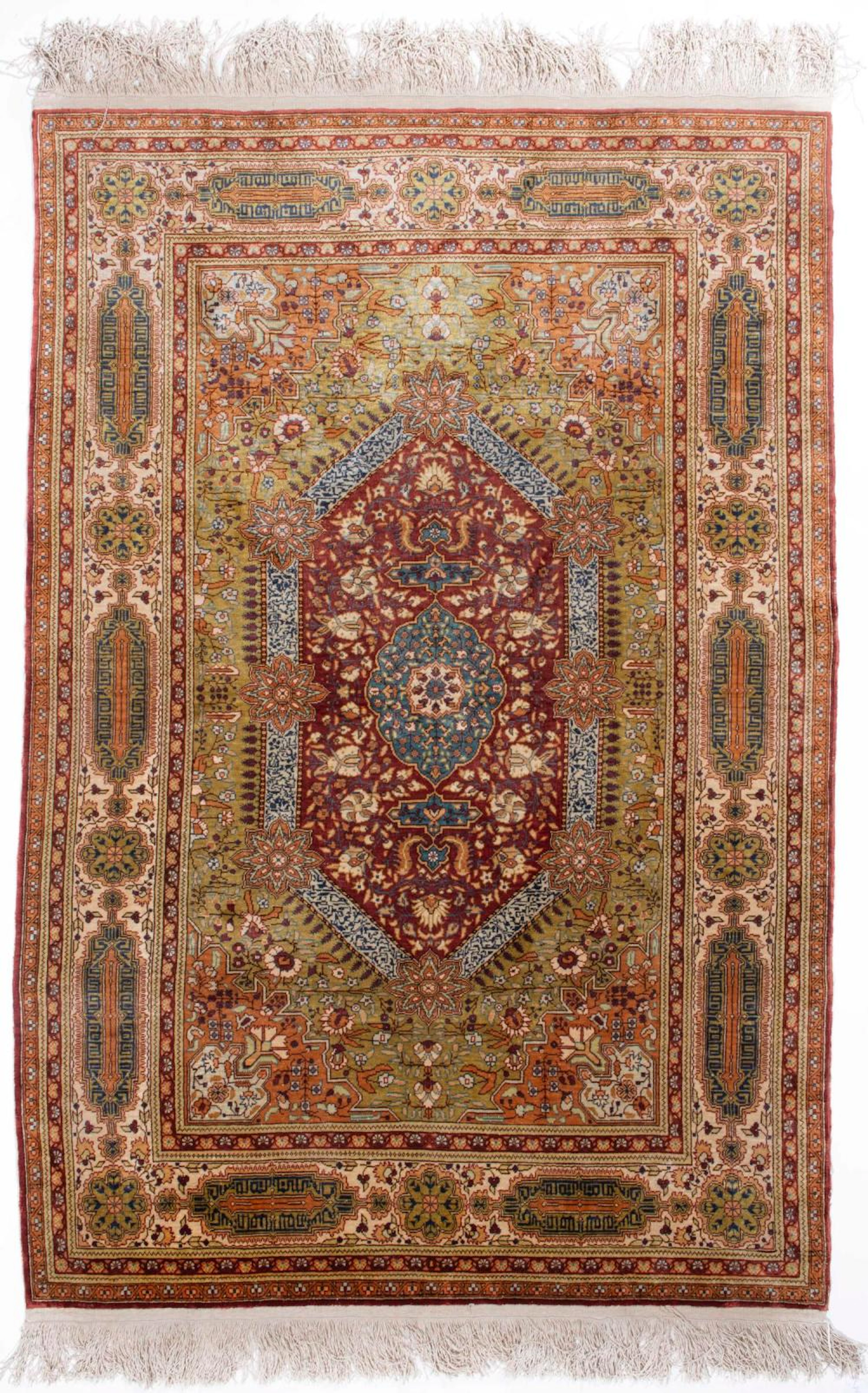 Tapis Kayseri turc en soie, milieu du XIXe, trame en soie