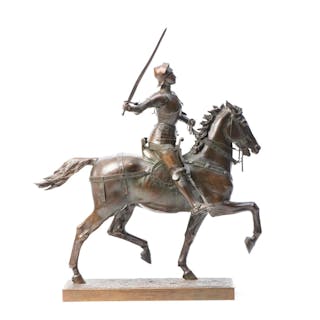 Paul DUBOIS (1829-1905), 'Jeanne D'Arc', sculpture en bronze à patine mordorée