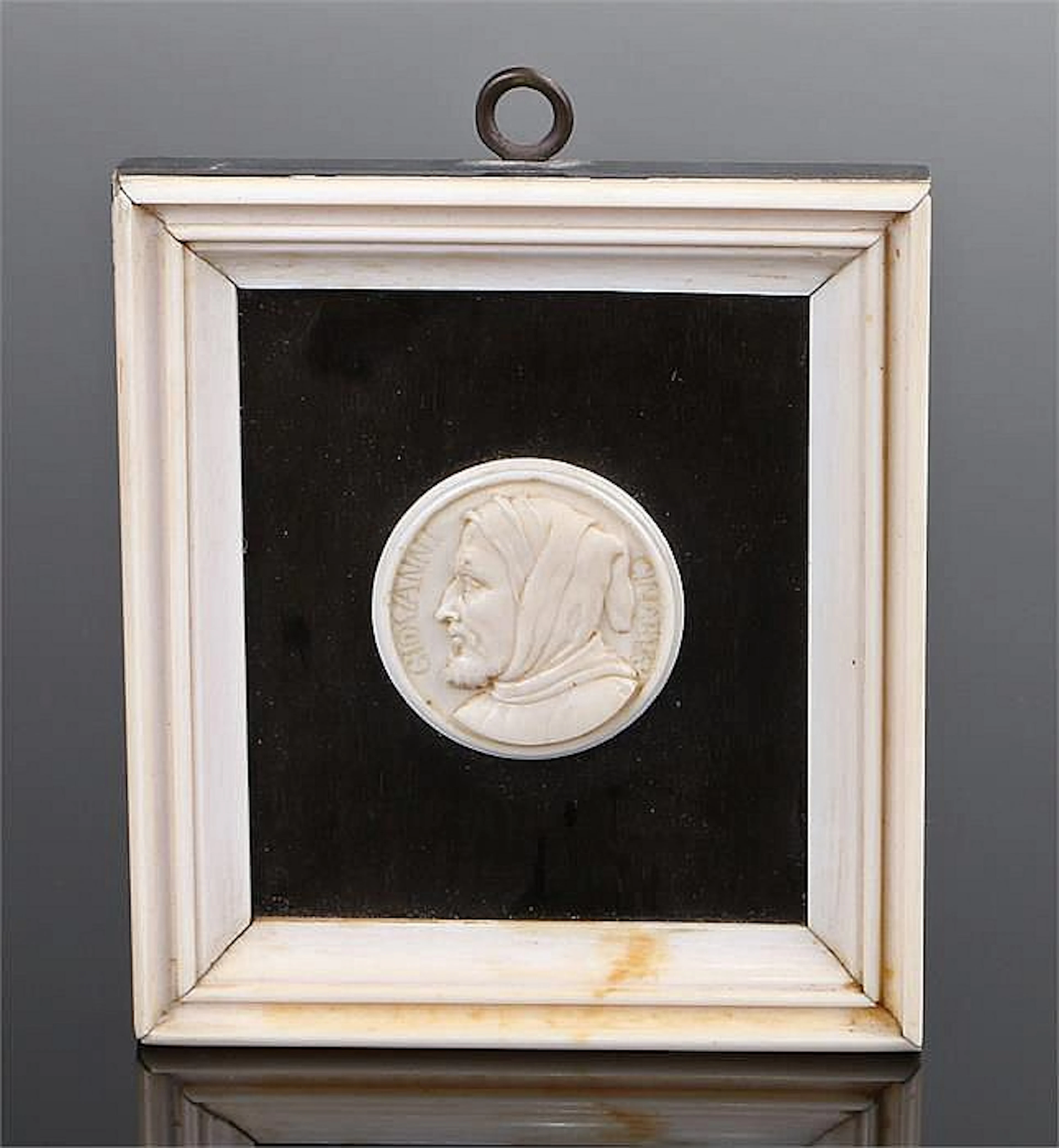 Grand Tour, a 19th Century carved ivory bust of Giovanni Cimabue, with an i