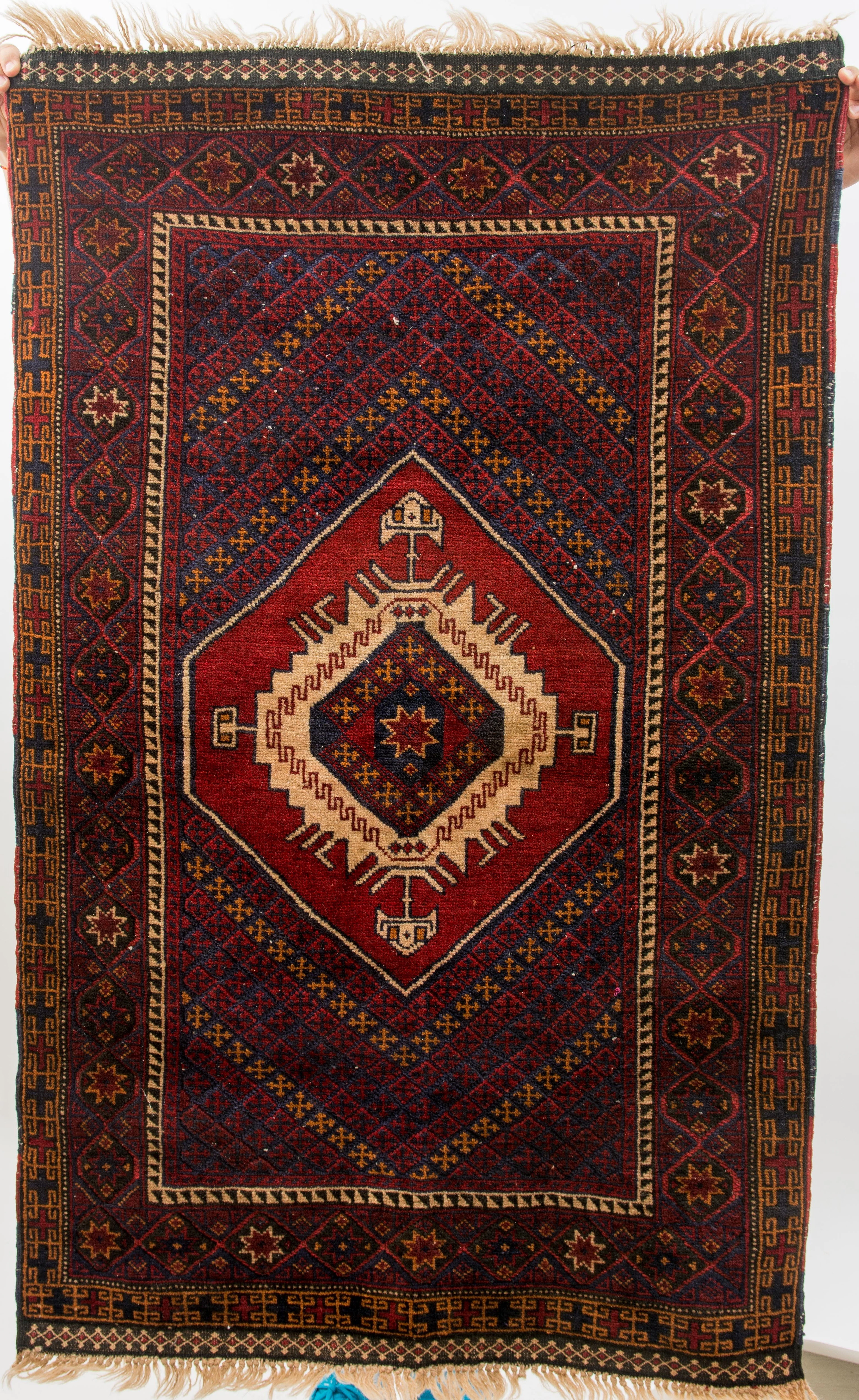 TEPPICH Afghan, Wolle auf Wolle, Handgeknüpft, gewebt, ca. 1980.